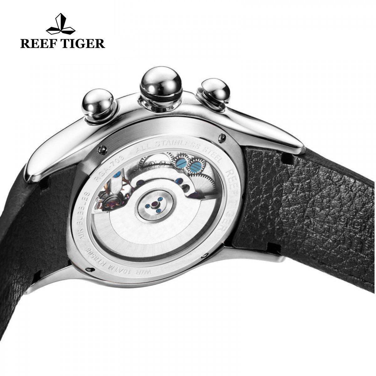 REEF TIGER Men's Black Skeleton Dial Steel Tourbillon Sport Watch RGA703 - Perfect for Outdoor Adventures, Gym Workouts & Business Casual Wear