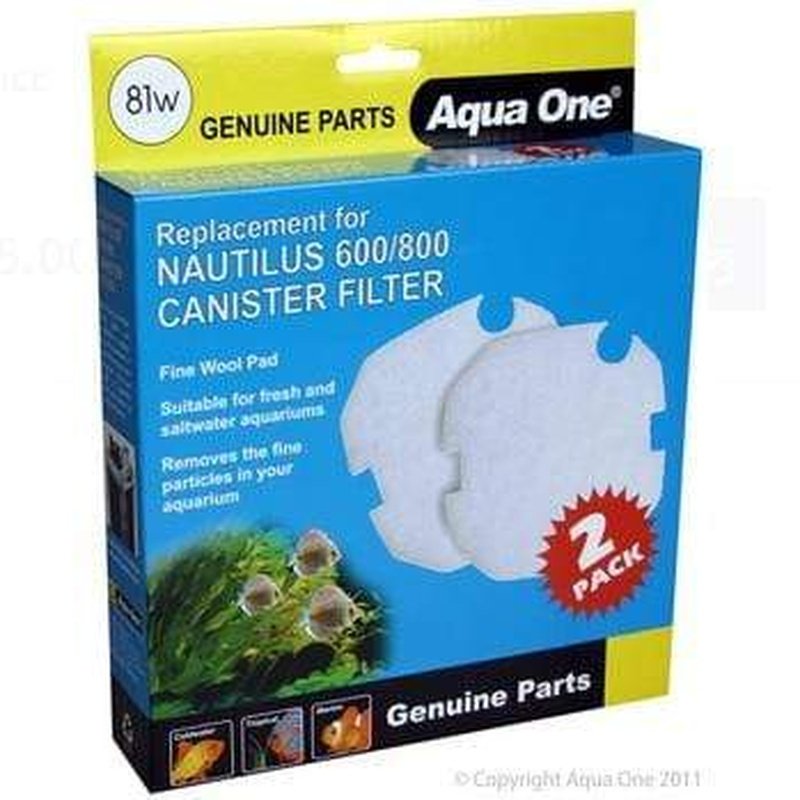 Aqua One Wool 2-Pack 81W Filter Media for Nautilus 600/800 & Brilliance 80 Fish Tanks - Premium Aquarium Filtration for Crystal Clear Water (Ideal for Freshwater and Saltwater Tanks)