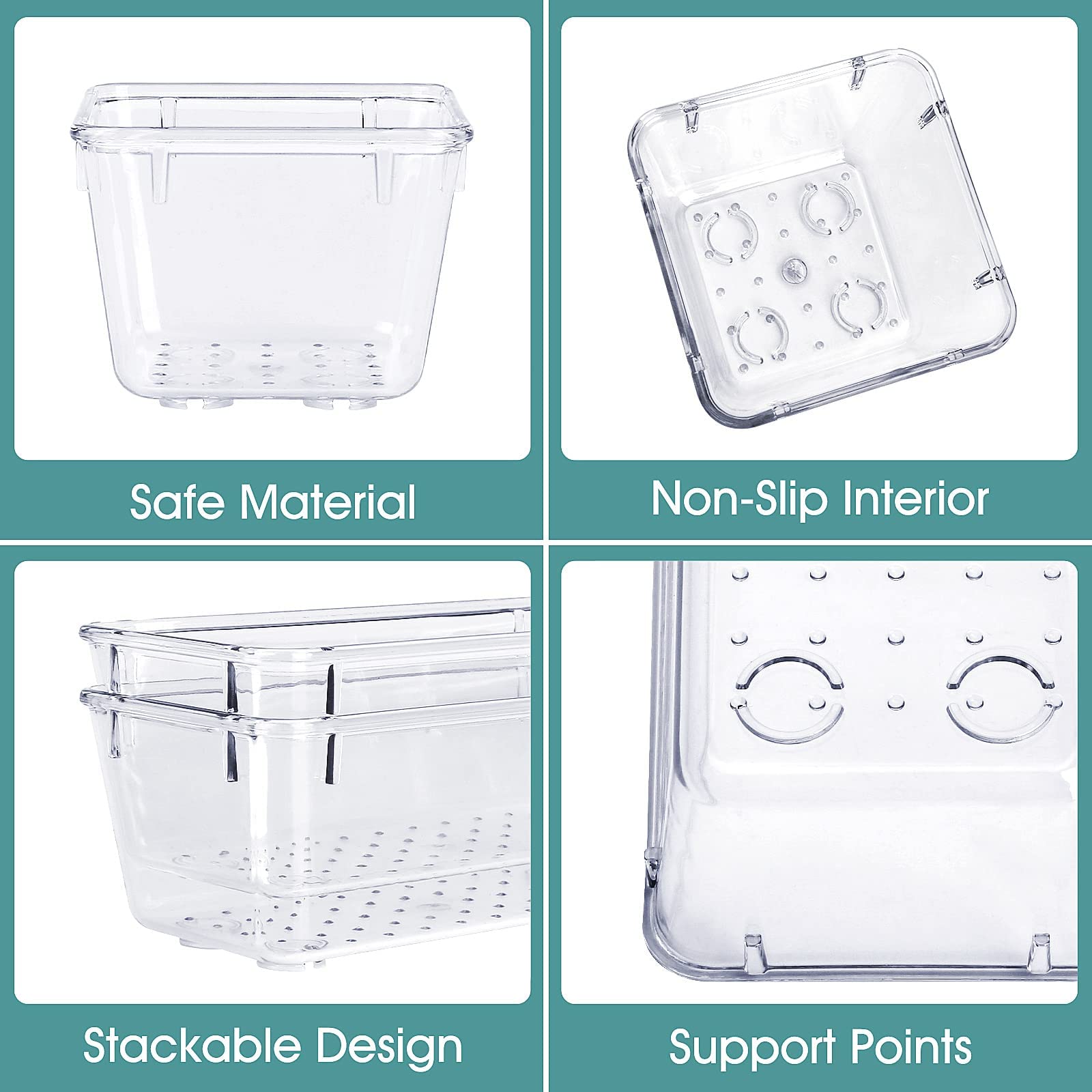 WOWBOX 30-Piece Clear Plastic Drawer Organizer Set - 5 Sizes for Makeup, Jewelry & Gadgets Storage | Perfect for Kitchen, Bedroom, Bathroom & Office Organization | Space-Saving Drawer Dividers & Storage Bins