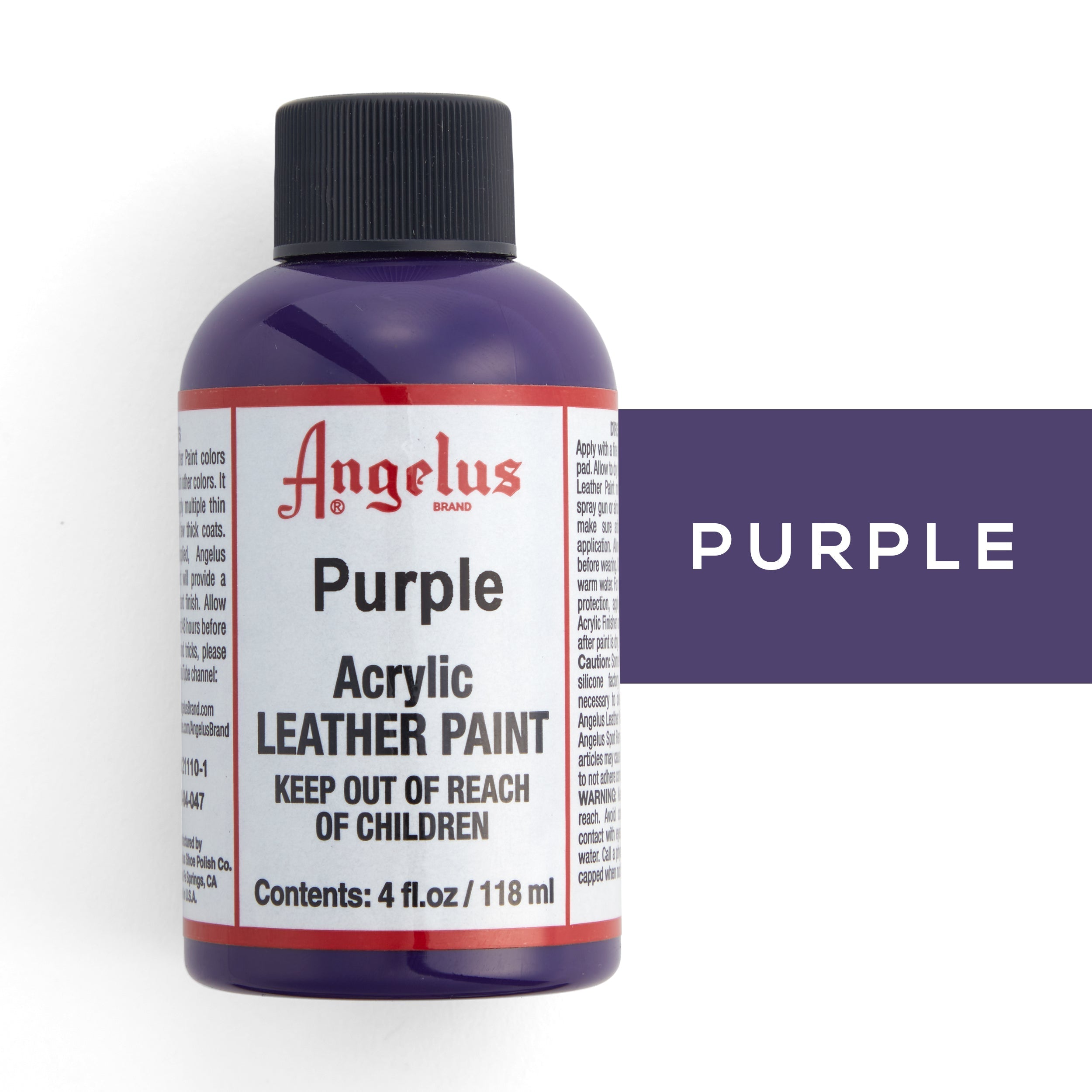 Angelus Leather Paint - 4 fl. oz. (118ml) High-Quality Acrylic Leather Dye for Shoes, Bags & Jackets - Perfect for DIY Leather Repair & Customization Projects