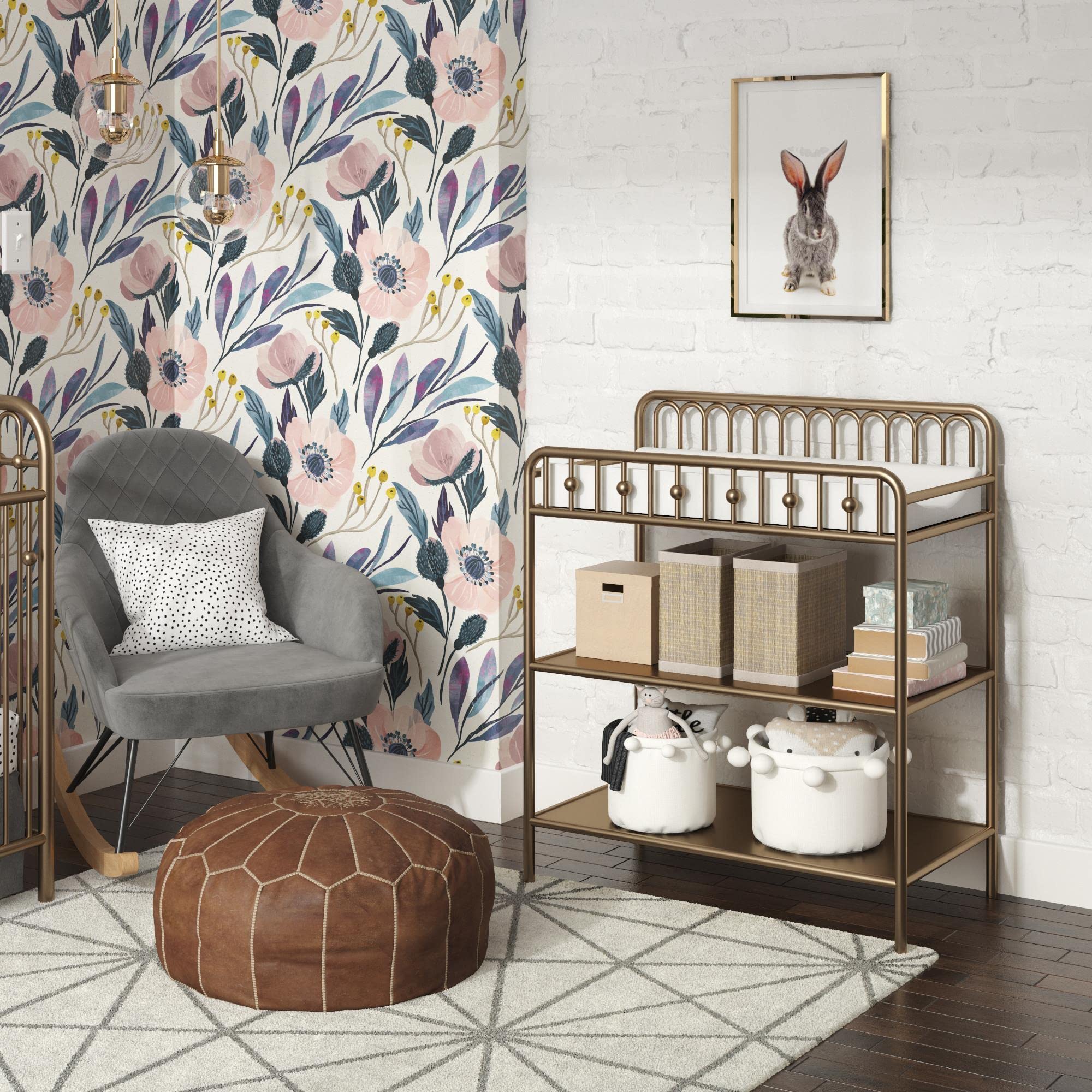 Little Seeds Monarch Hill Ivy Metal Changing Table - Gold Finish | Sturdy & Safe Baby Changing Station for Nursery, Bedroom, or Daycare | Perfect for Diaper Changes & Baby Care Essentials Storage