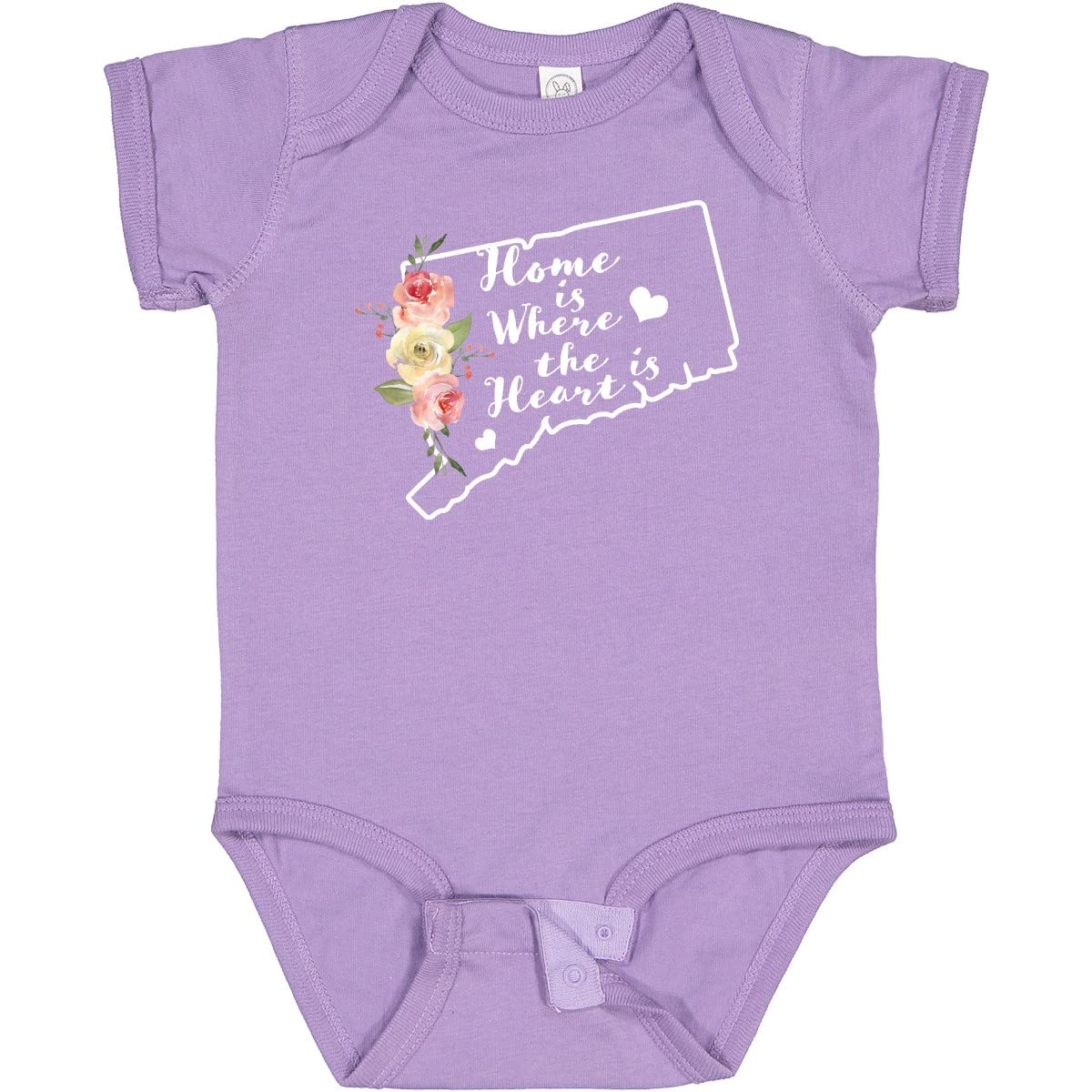Inktastic Connecticut Home Is Where the Heart Is Watercolor Baby Bodysuit - Soft Cotton Onesie for Newborns & Infants, Perfect for Family Photos, Holidays & Everyday Wear