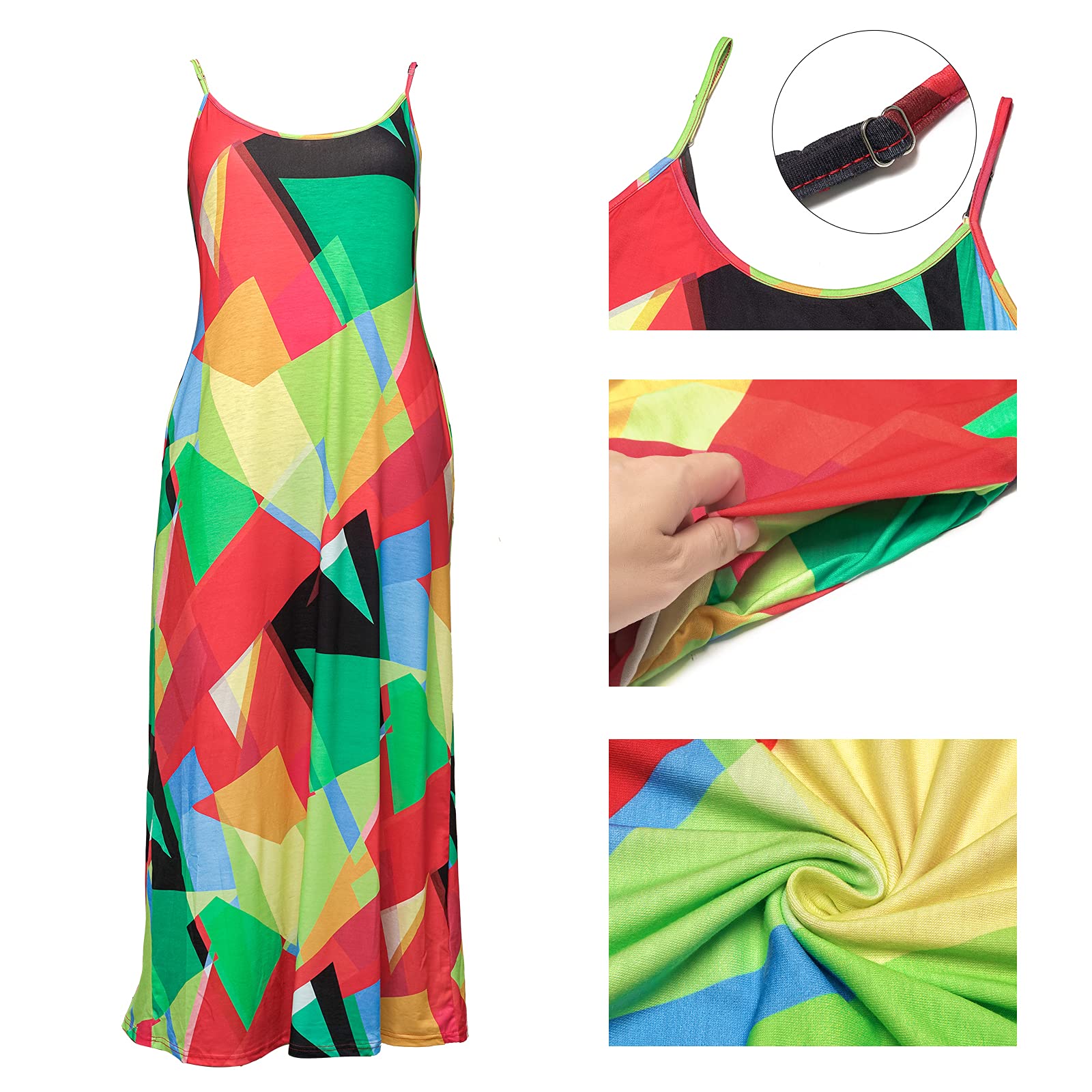 FANDEE Women's Summer Dresses - Casual Bohemian Maxi Sundress for Beach, Vacation & Plus Size | Lightweight Flowy Long Dress for Outdoor Parties, Travel & Romantic Dates