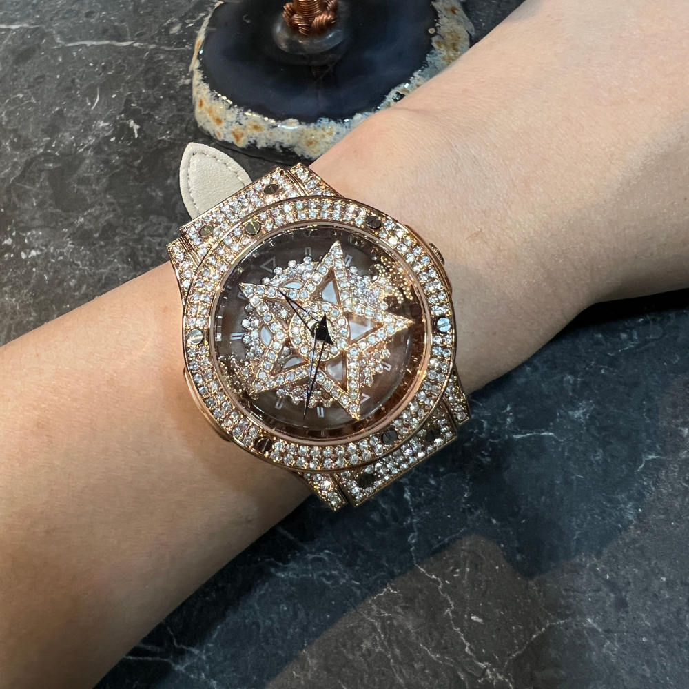 AG Collective Women's Black Leather Strap Watch - Fashion Quartz Analog Timepiece with Rose Gold Case (Model L 5047 RGBK RG) - Perfect for Office, Party & Everyday Wear