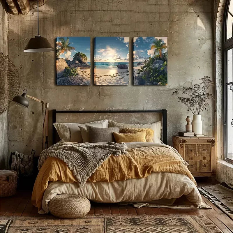 3-Piece Wall Art Set - Stunning Rocks & Beaches Canvas Framed 40x60cm | High Quality Australian Made Print | Ready to Hang | Perfect for Living Room, Bedroom & Office Decor