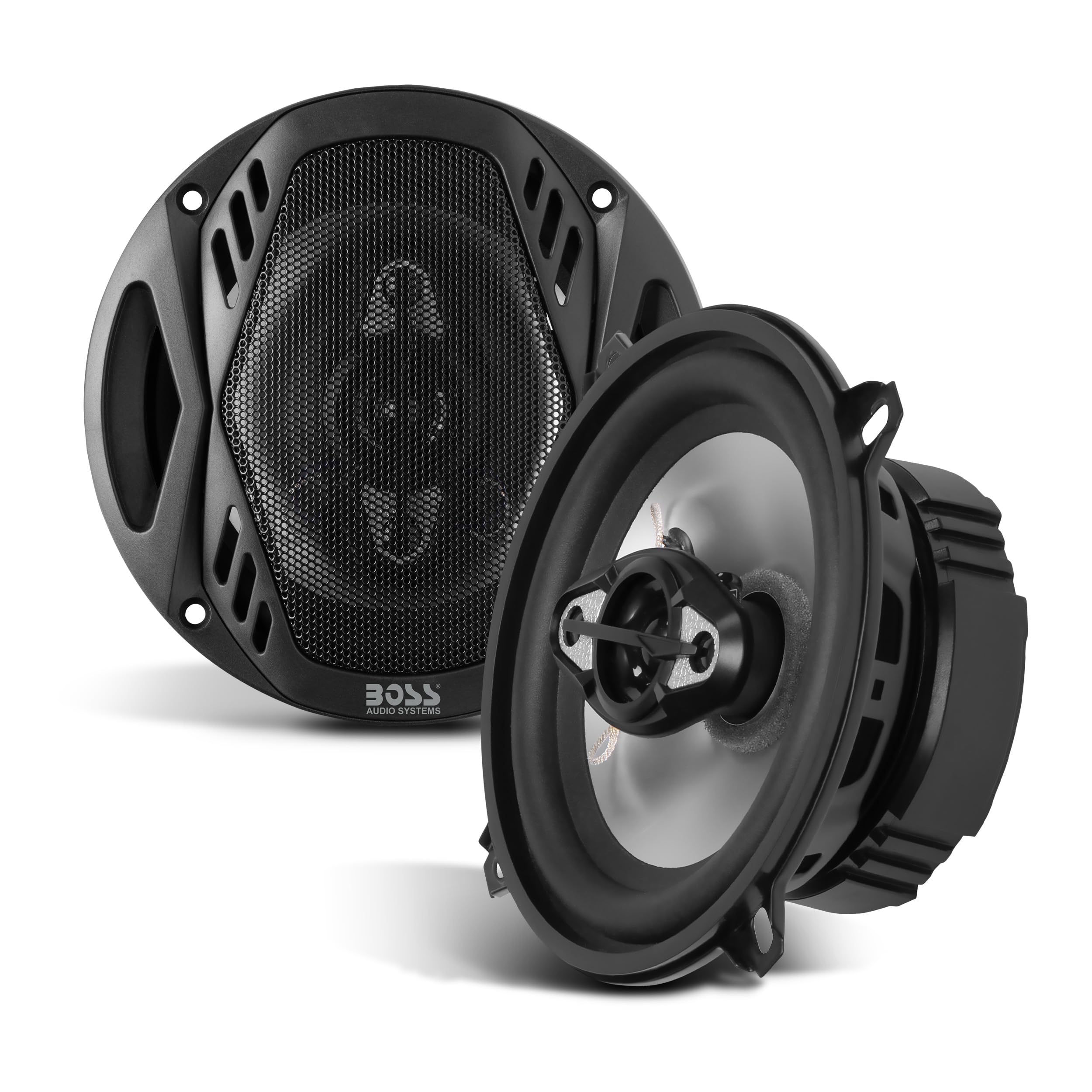 BOSS Audio NX524 Onyx Series 5.25 Inch Car Door Speakers - 300W Coaxial 4-Way Full Range 4 Ohm Pair - Ideal for Car Audio Upgrades and Enhanced In-Car Sound Experience