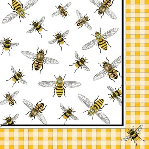 Bee Themed Beverage Napkins - 40 Count Bundle (2 Packs of 20) | Honey Bee & Honeycomb Design Paper Napkins for Parties, Weddings, and Picnics | Eco-Friendly Disposable Drink Napkins