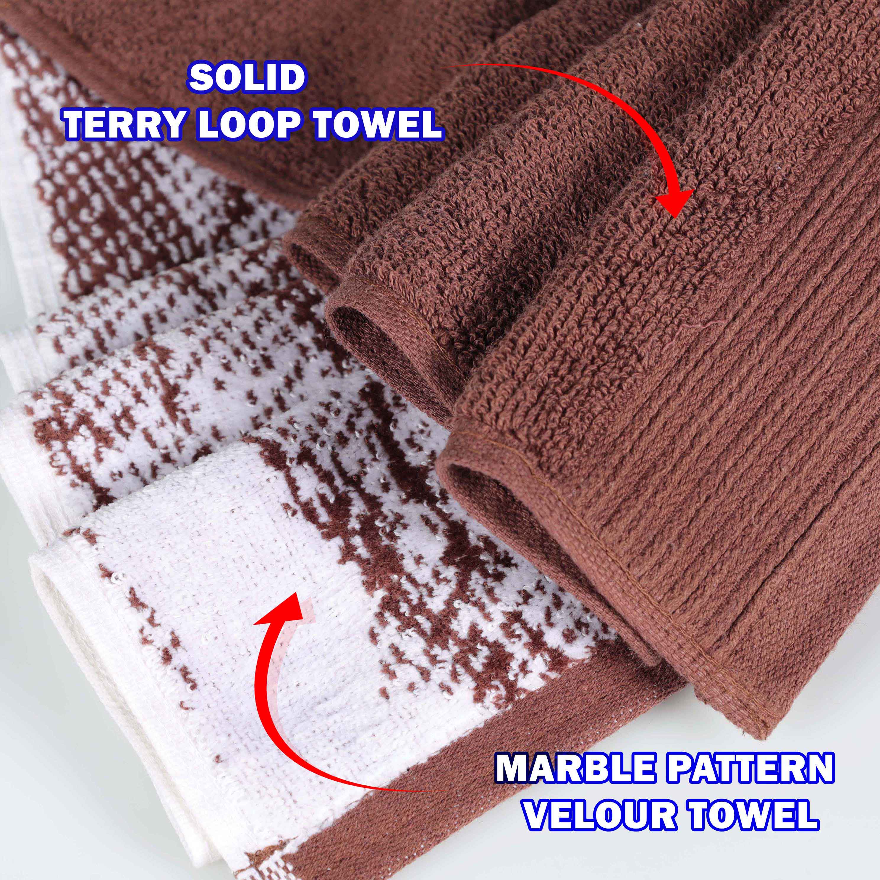 Premium 4-Piece Cotton Bath Towel Set - Soft & Absorbent Solid & Marble Design - Perfect for Spa, Bathroom & Luxury Home Decor
