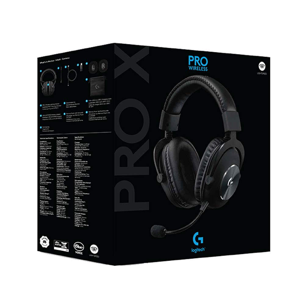 Logitech G PRO X LIGHTSPEED Wireless Gaming Headset with Blue VOICE Mic Filter, PRO-G 50mm Drivers, DTS Headphone:X 2.0, 20-Hour Battery for PC, PS5, PS4, Nintendo Switch - Black | Perfect for Competitive Gaming & Streaming
