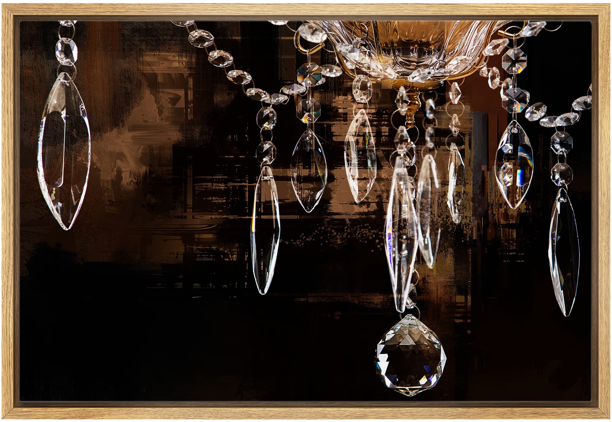 Wall26 Framed Canvas Print - Crystal Chandelier Silhouette Wall Art on Dark Background, Modern Digital Art for Living Room, Bedroom & Office Decor (24x36 Inches) | Elegant Home Lighting Artwork for Relaxation & Calm Atmosphere