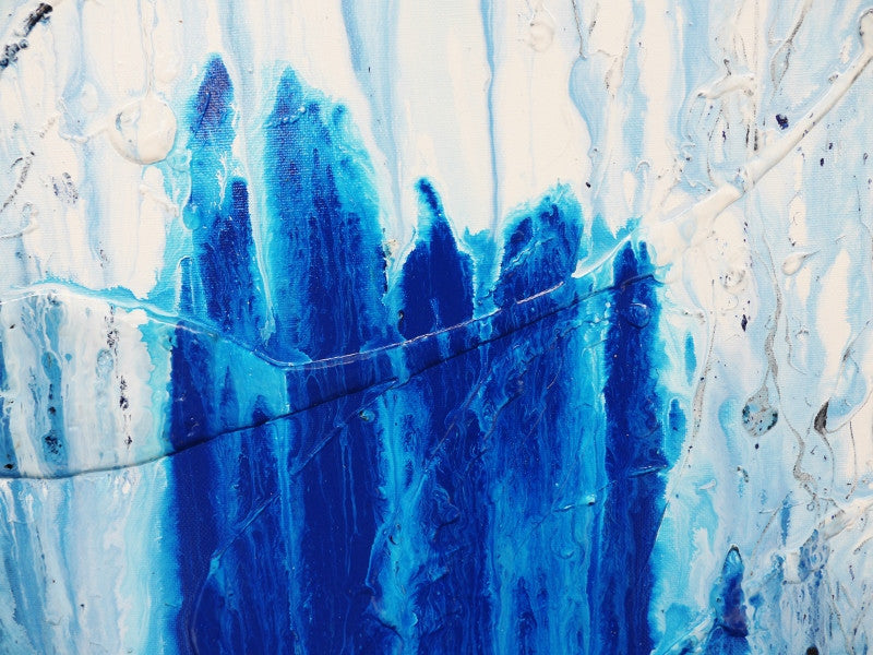 Abstract Blue and White Wall Art - Modern Canvas Painting for Home & Office Decor | Perfect for Living Room, Bedroom or Workspace