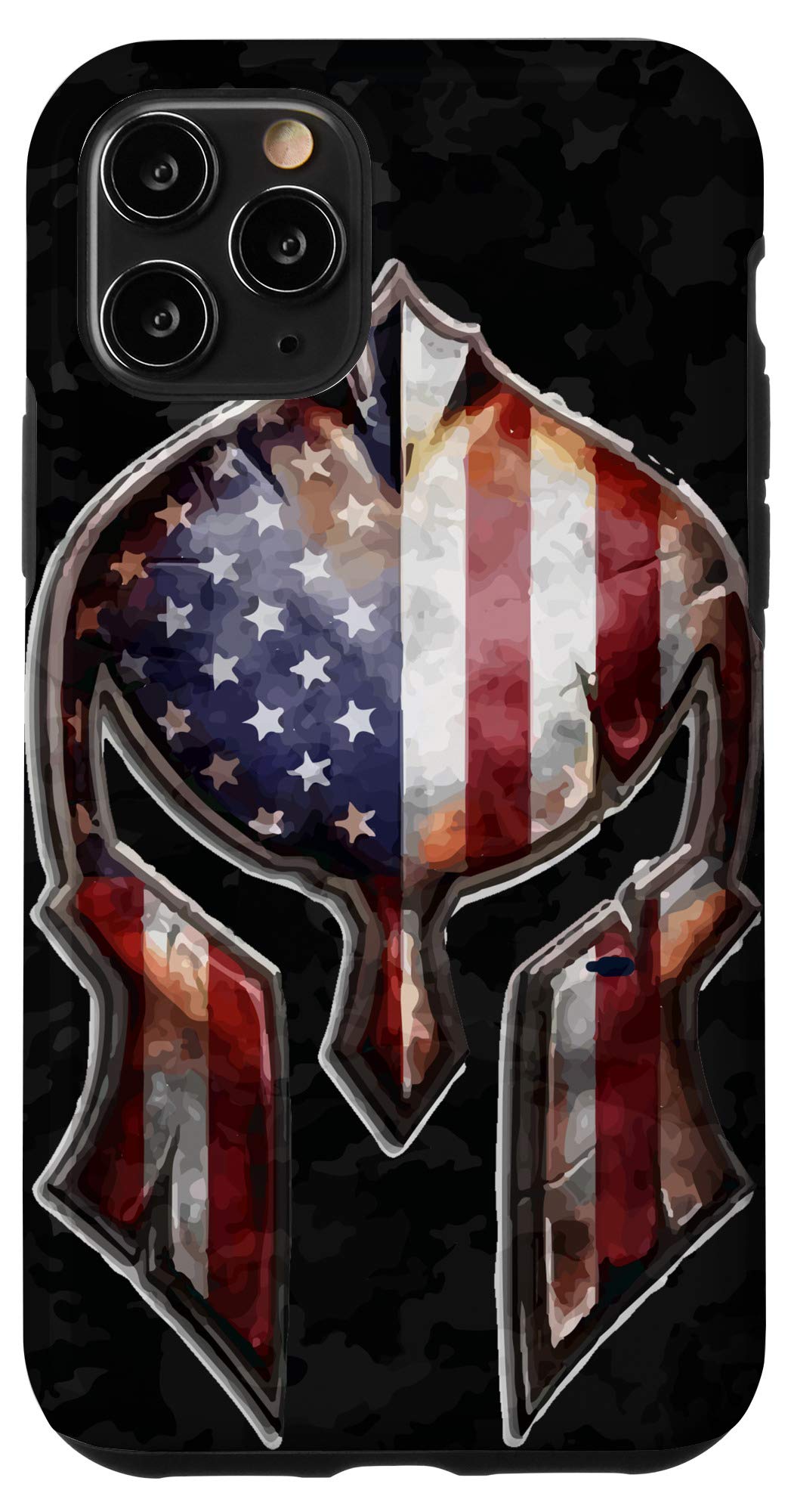 iPhone 11 Pro USA Flag Case - Patriotic Spartan Warrior Design for Daily Use