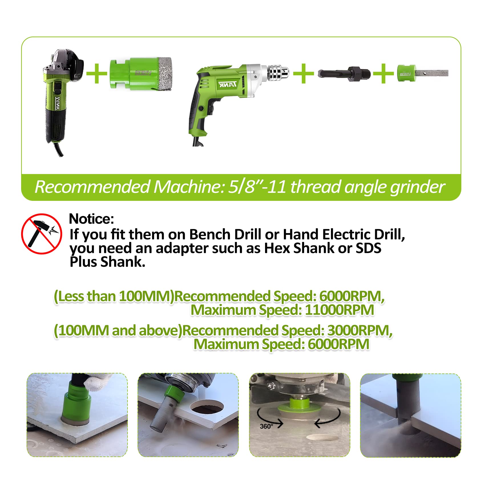 Premium Diamond Core Drill Bits Set - 6/8/20/25/35/50/75MM Tile Hole Saw Kit with 2