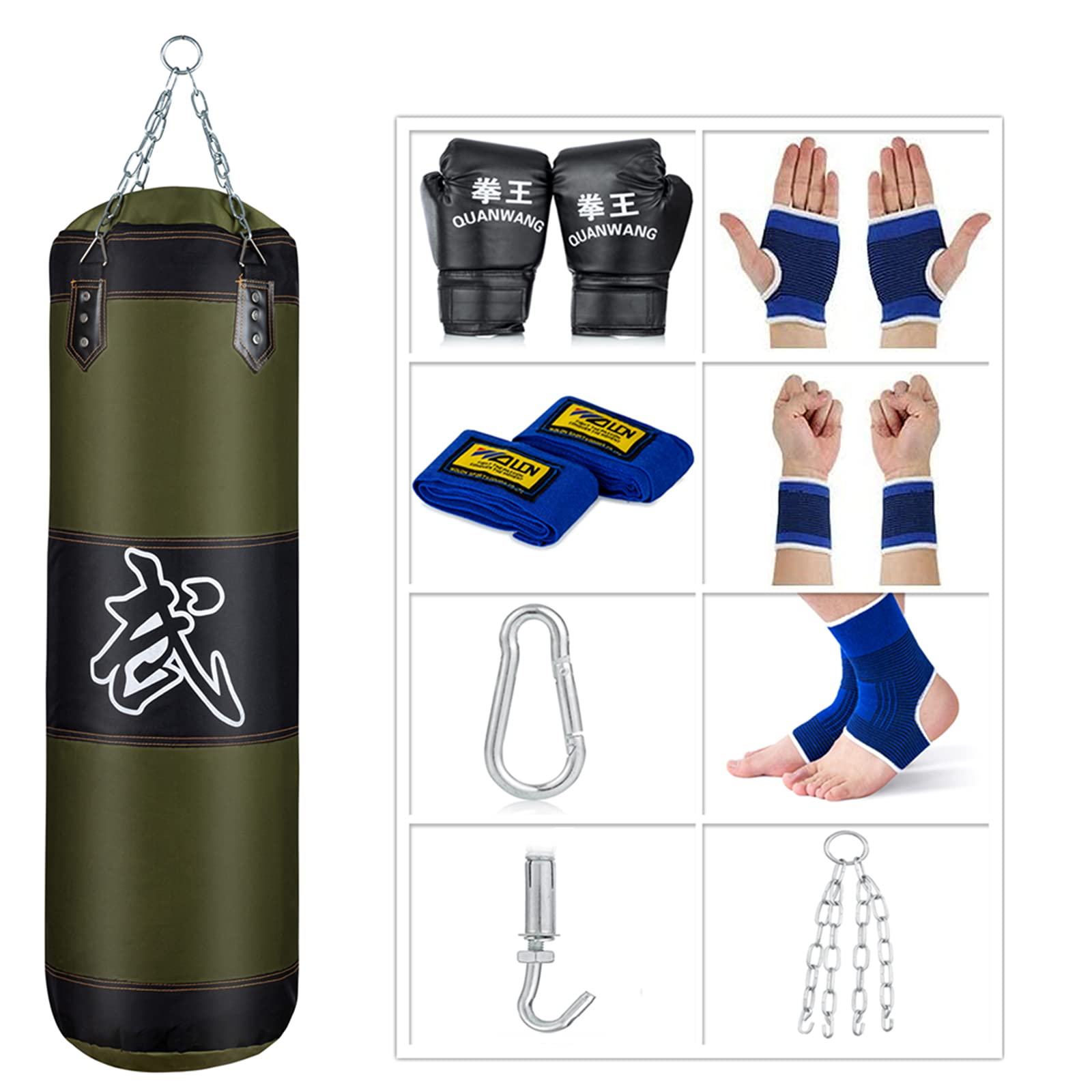 SFEEXUN Heavy Punching Bag Set for Men, Women & Kids - Unfilled Boxing Bag with Gloves, Chain & Ceiling Hook - Perfect for MMA, Kickboxing, Muay Thai, Karate & Taekwondo Training - Ideal for Home Gym, Garage or Backyard Workout