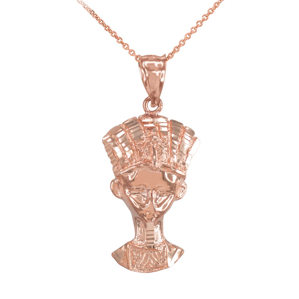 10k Rose Gold Queen Nefertiti Pendant Necklace for Women - Elegant Egyptian Jewelry Gift for Her - Perfect for Weddings, Anniversaries & Special Occasions