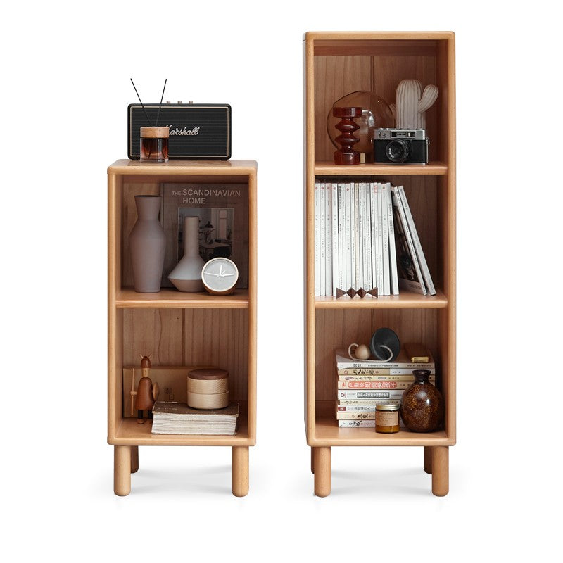 Solid Beech Wood Small Bookshelf Side Cabinet - Compact Storage for Books, Decor & Essentials in Living Room, Bedroom or Office