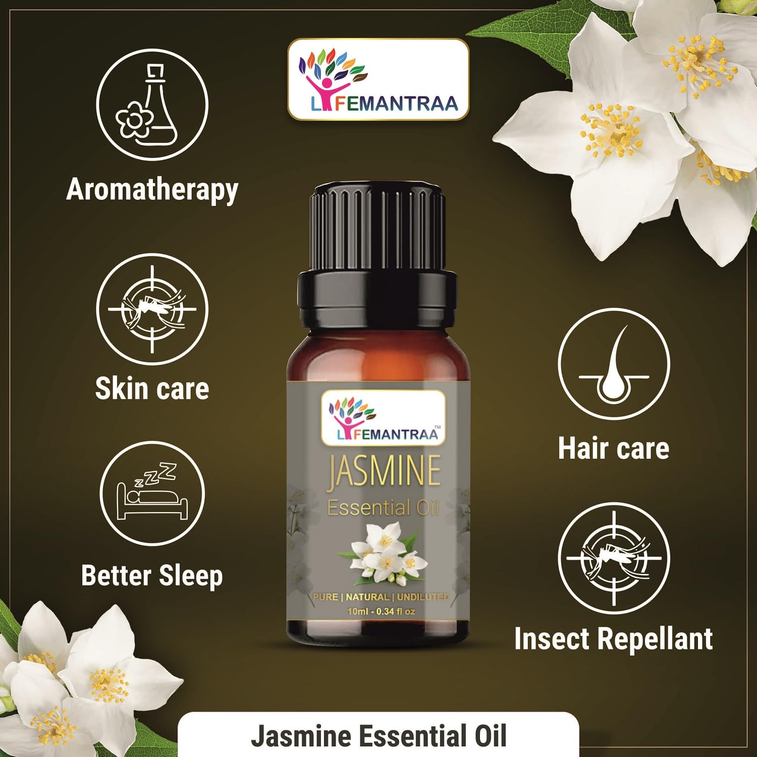Pure Sandalwood & Jasmine Essential Oil Set - 100% Natural Aromatherapy Oils for Diffusers, Soap Making, Candles | 15ml Each (30ml Total) | Home Fragrance, Spa Relaxation, Yoga Meditation & Stress Relief