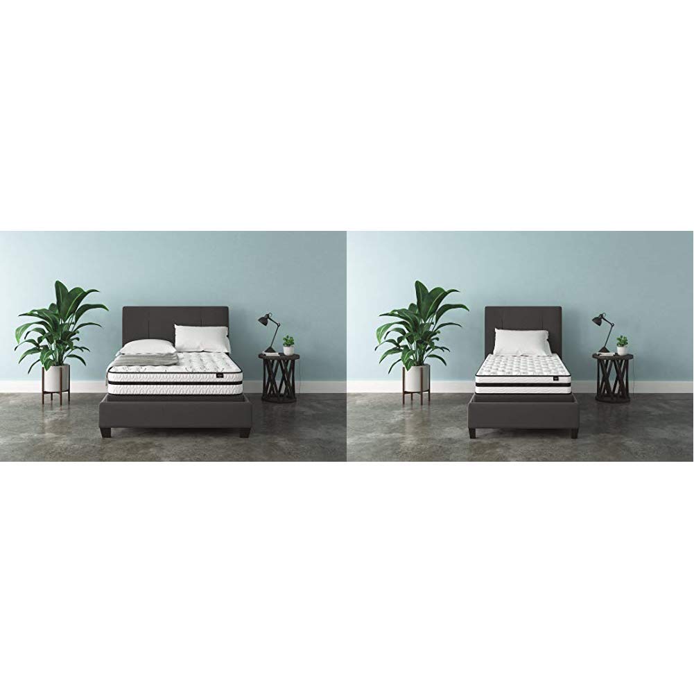 Signature Design by Ashley - 10 Inch & 8 Inch Chime Express Hybrid Innerspring Firm Mattress (Full & Twin Size) - Bed in a Box - White - Perfect for Guest Rooms, Dorms & Small Spaces