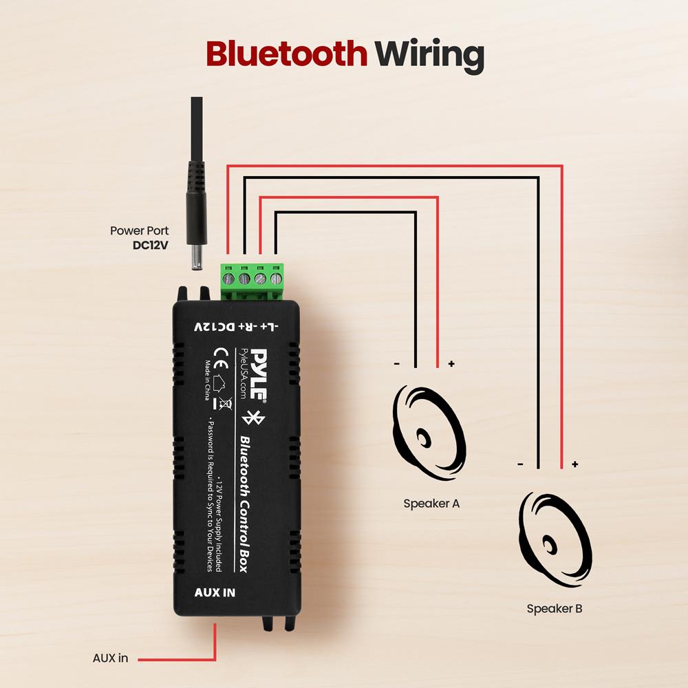 2-Channel Bluetooth Speaker Control Receiver - Wireless Audio Streaming for Home, Office & Outdoor Use
