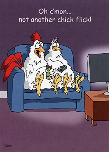 Oatmeal Studios Funny Chickens Watching Chick Flick Humorous Birthday Card for Women - Perfect for Her Birthday, Galentine's Day & Friend Appreciation Gifts