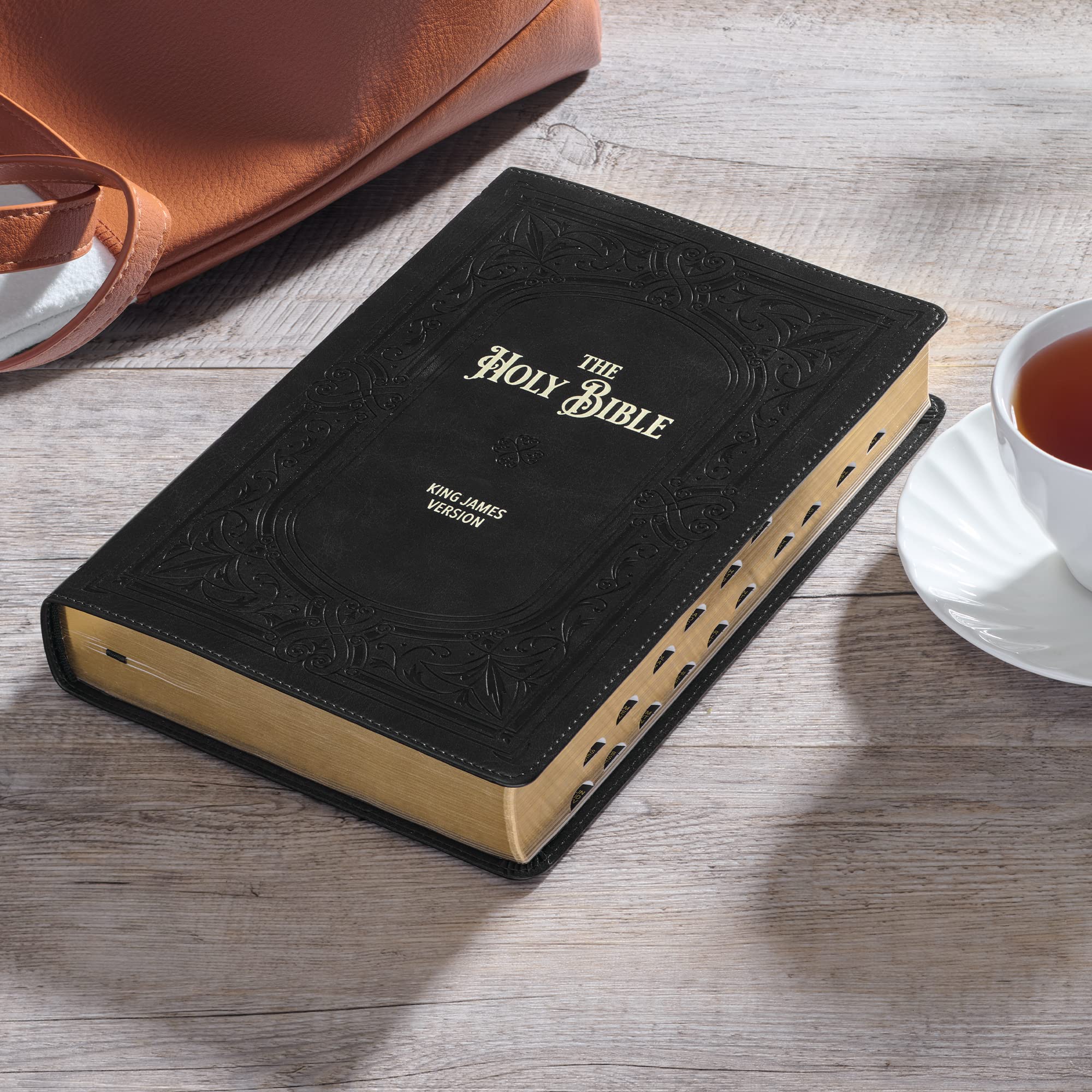 KJV Holy Bible Giant Print Faux Leather Red Letter Edition - Thumb Index & Ribbon Marker, King James Version, Midnight Blue - Perfect for Church, Bible Study & Gift Giving