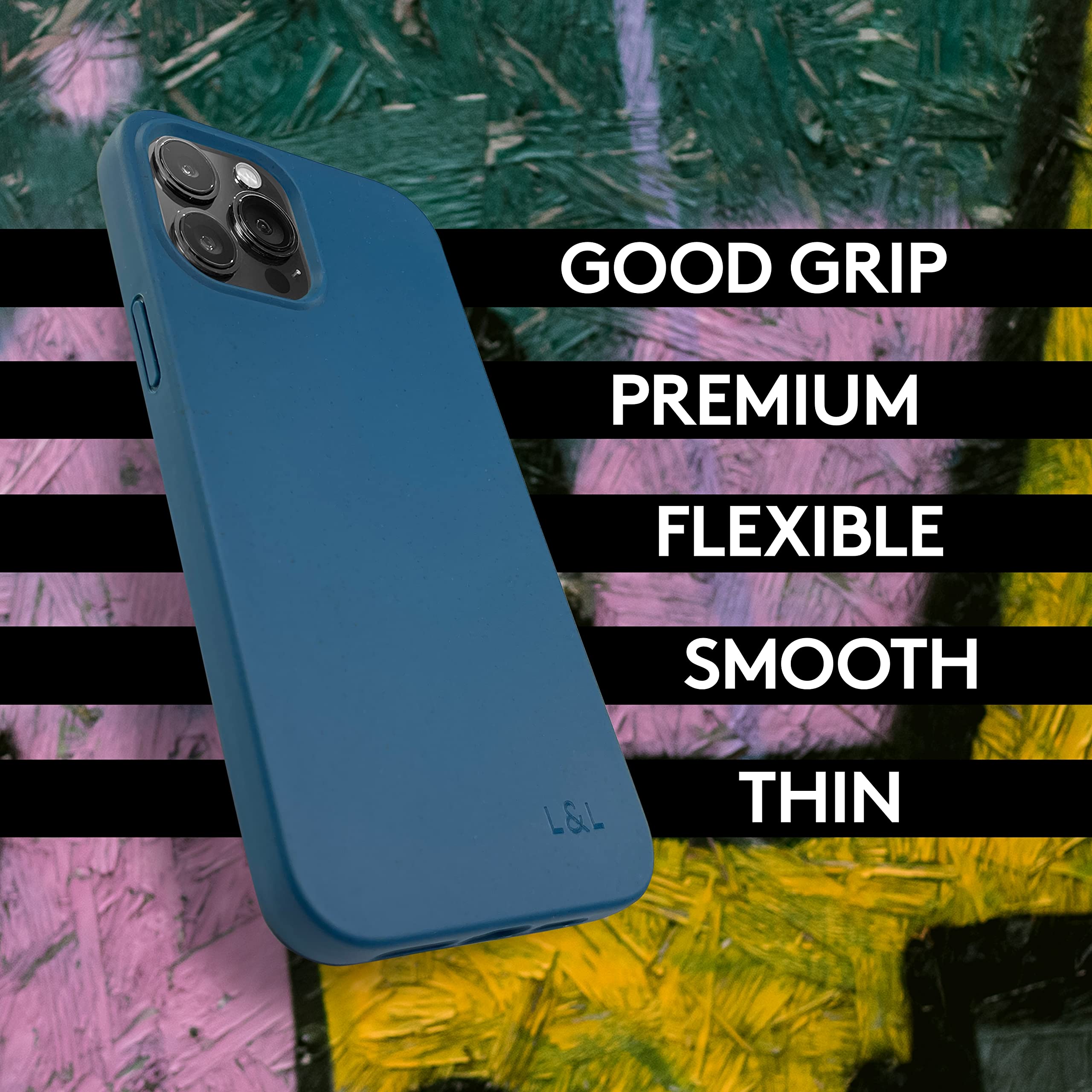 LOAM & LORE Biodegradable Eco-Friendly iPhone 13 Pro Case - Plastic Free, Compostable, Non-Silicone Phone Cover (Deep Blue) - Perfect for Outdoor Activities & Sustainable Lifestyle