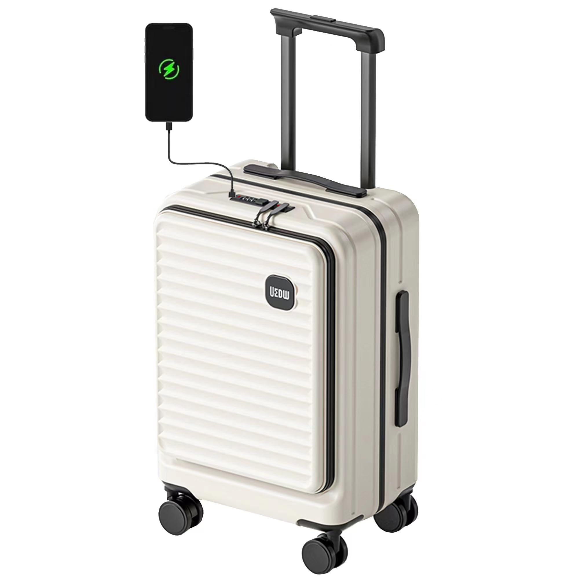 HotWay 20 Inch Expandable Carry On Luggage with USB Port & Cup Holder - Lightweight Hardshell Suitcase with 360° Spinner Wheels & TSA Lock - Perfect for Air Travel, Business Trips & Weekend Getaways