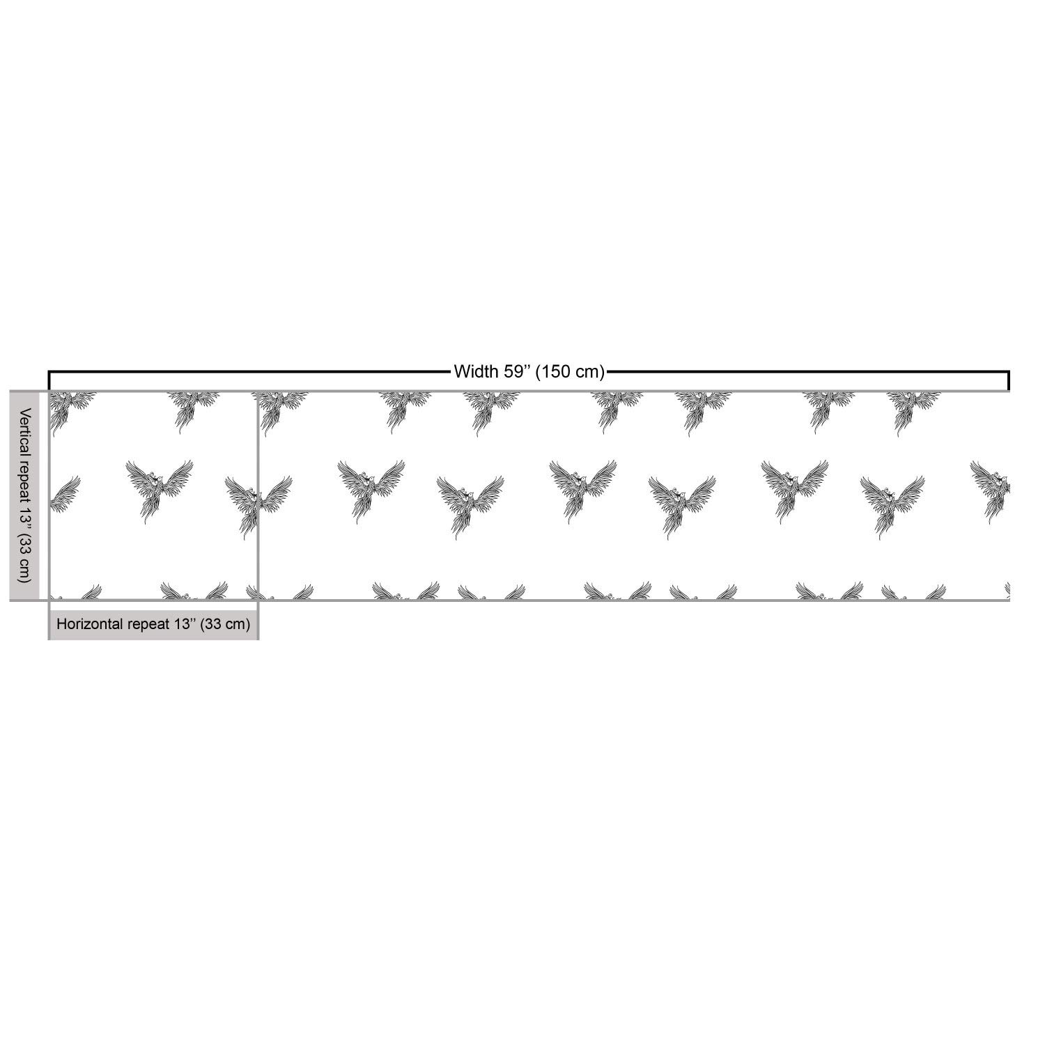 Ambesonne Phoenix Fabric by The Yard - Hand Drawn Chinese Phoenix Tattoo Style Bird Print Decorative Upholstery Fabric (10 Yards, Black & White) for Sofa Covers, Pillows, Curtains & Home Decor