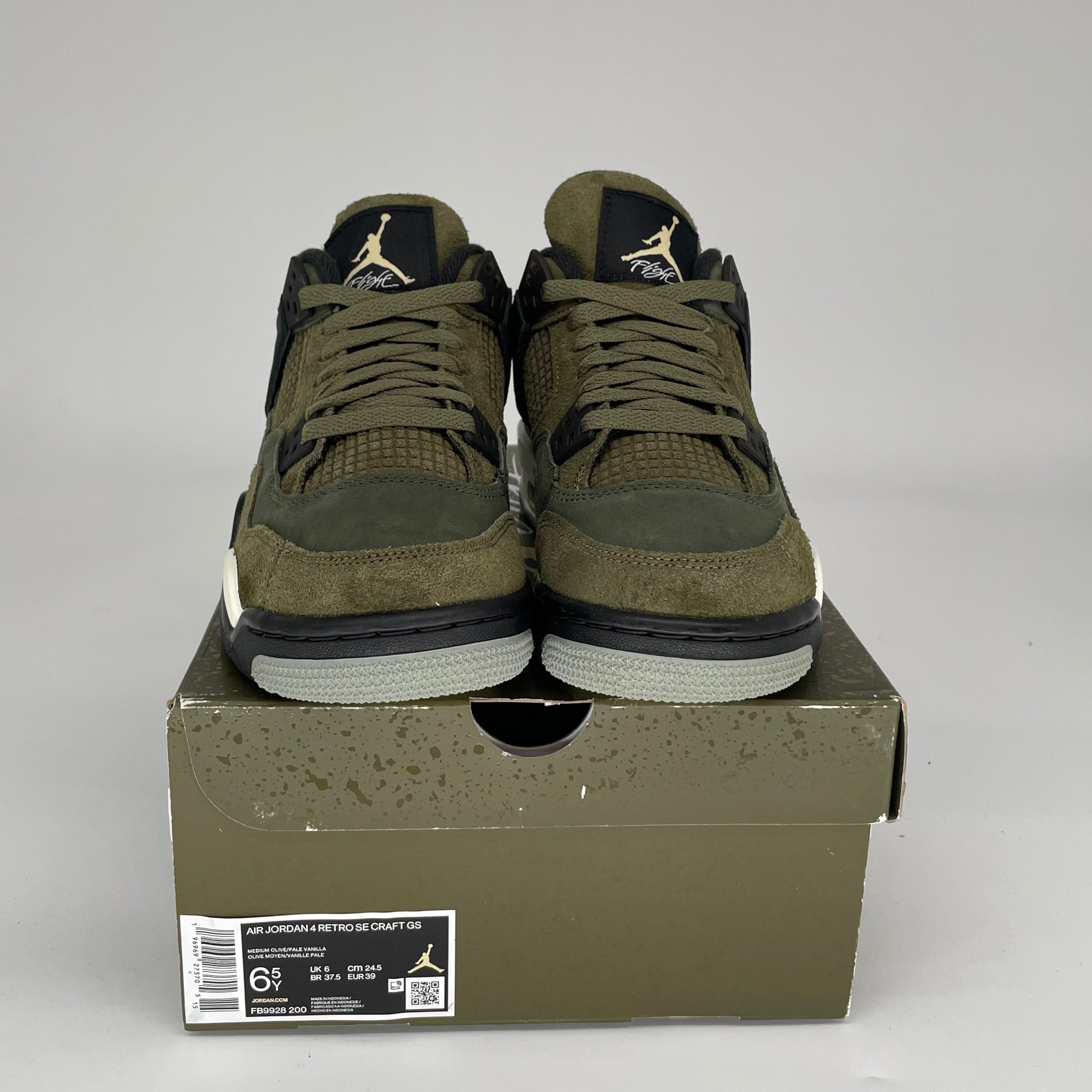 AIR JORDAN 4 CRAFT MEDIUM OLIVE Sneakers - Size 6.5Y (FB9928-200) - Retro Basketball Shoes for Men, Women & Kids - Perfect for Streetwear, Sports & Casual Fashion