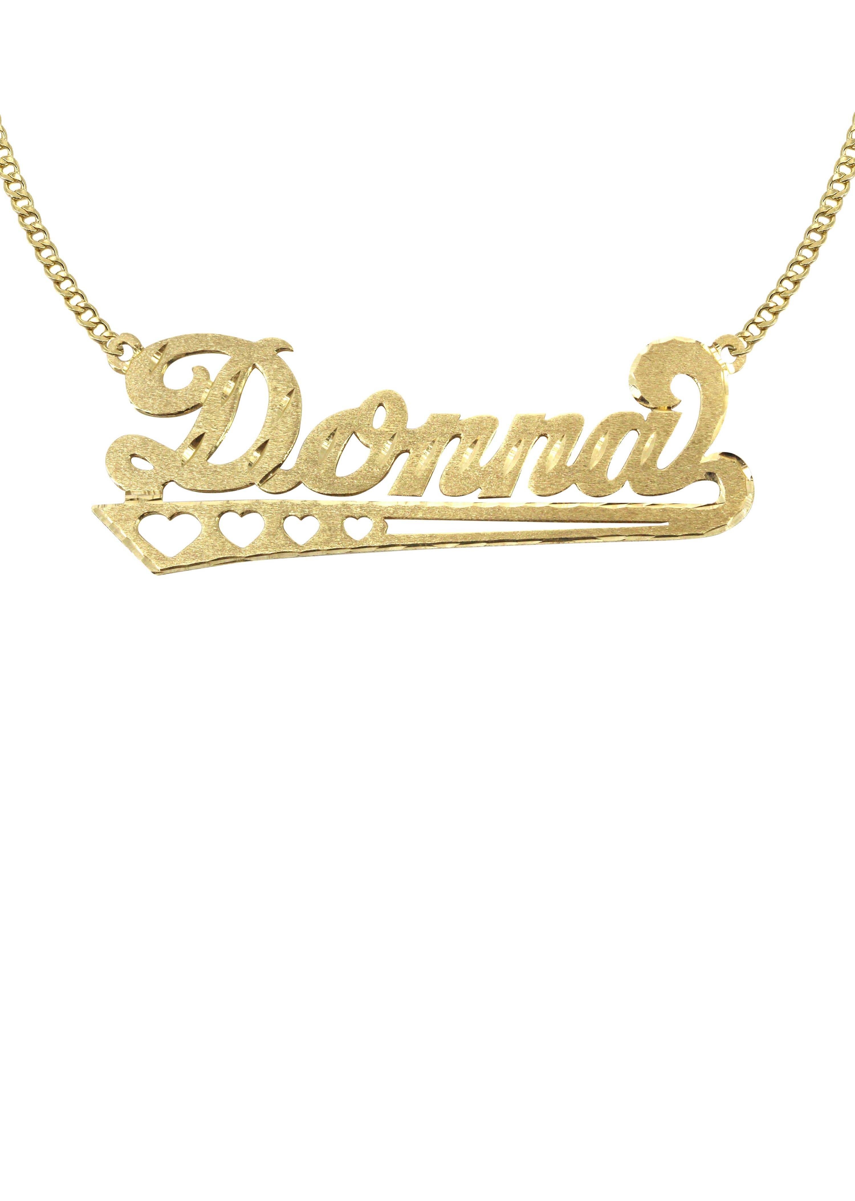 14K Gold Diamond Cut Heart Name Plate Necklace - Personalized Custom Name Jewelry for Women | Perfect Gift for Valentine's Day, Anniversary & Special Occasions