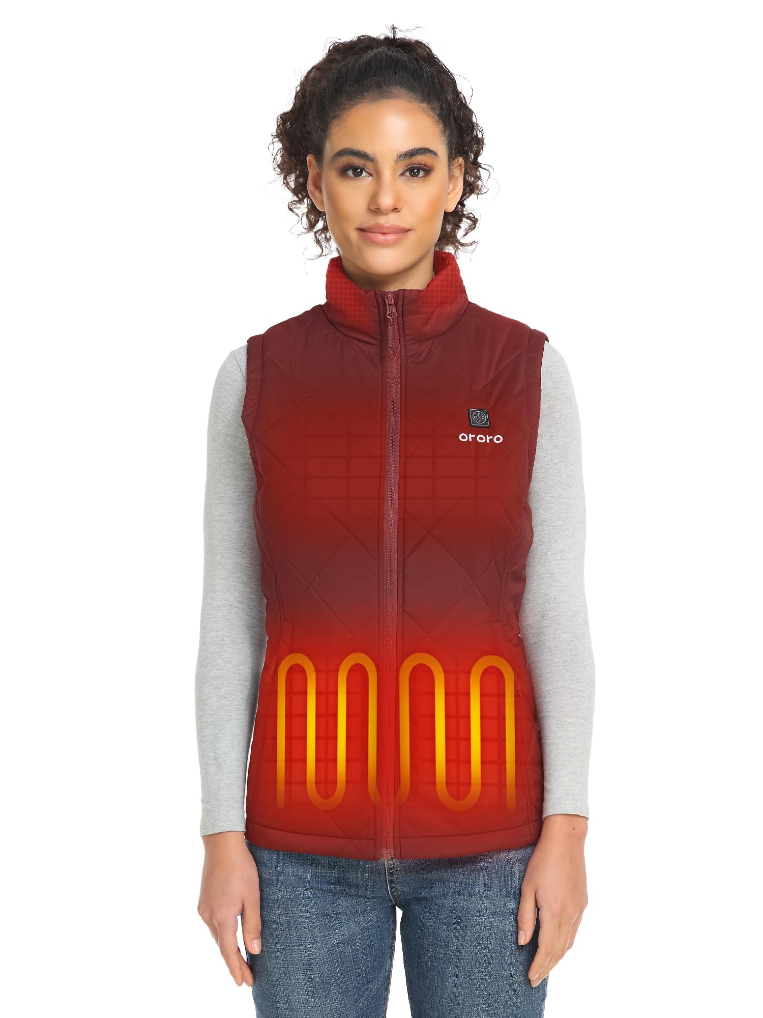 ORORO Women's Lightweight Quilted Heated Vest with Rechargeable Battery - Winter Warm Electric Jacket for Outdoor Activities, Hiking, Camping & Cold Weather