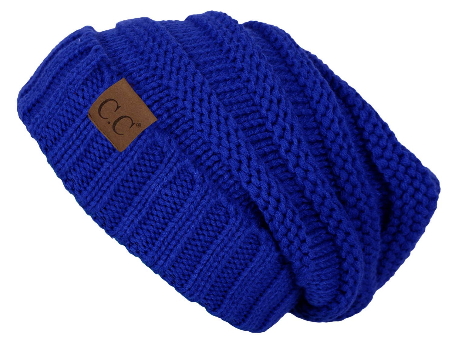 Funky Junque Matching 2-Pack: Oversized Beanie & Infinity Scarf Set - Royal Blue Winter Accessories for Women | Cozy Outfit Combo for Cold Weather Fashion