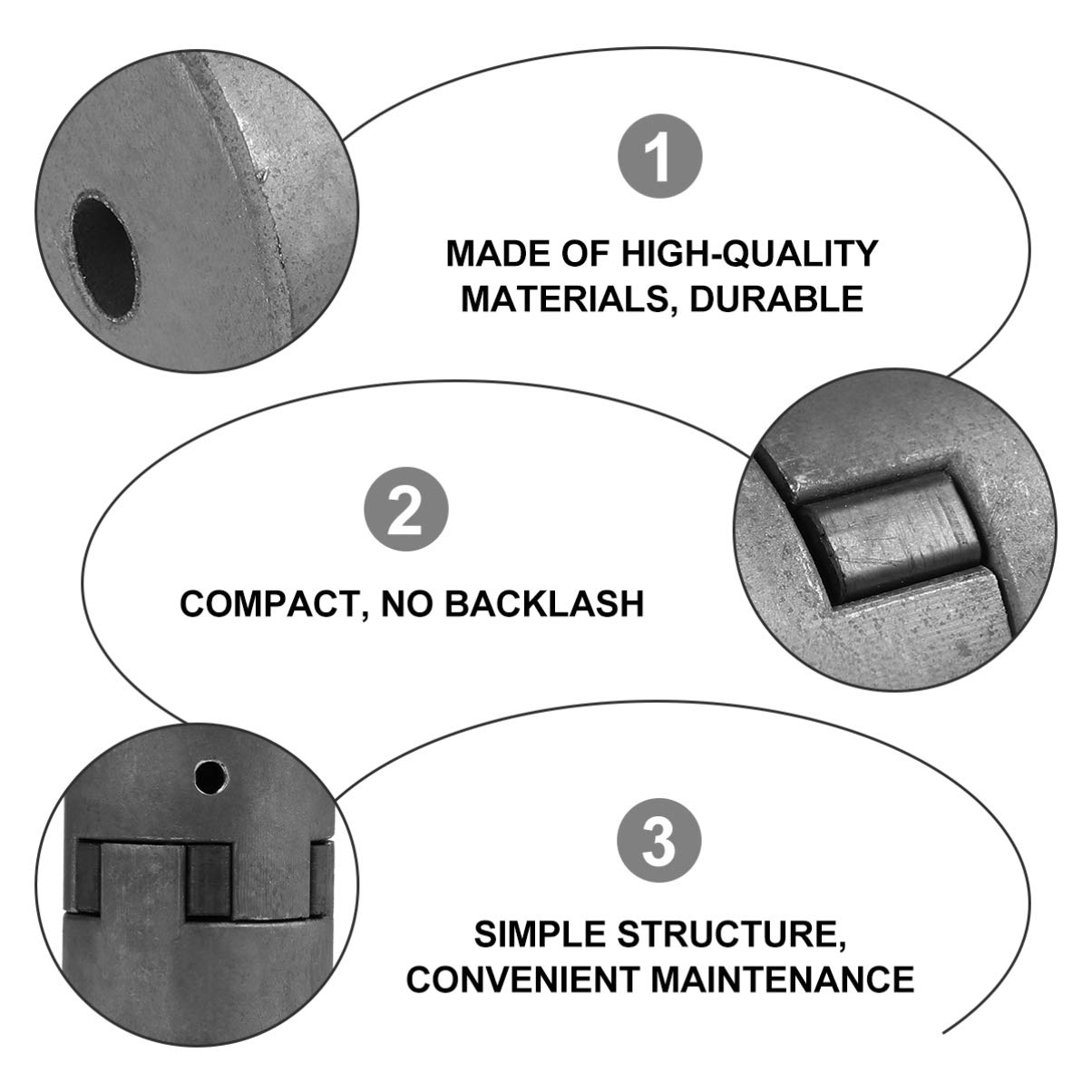 Baluue 3pcs Black Rubber Spider Coupling Set - Flexible L-Jaw Coupler with 3-Jaw Design for CNC Machines, 3D Printers & Industrial Equipment