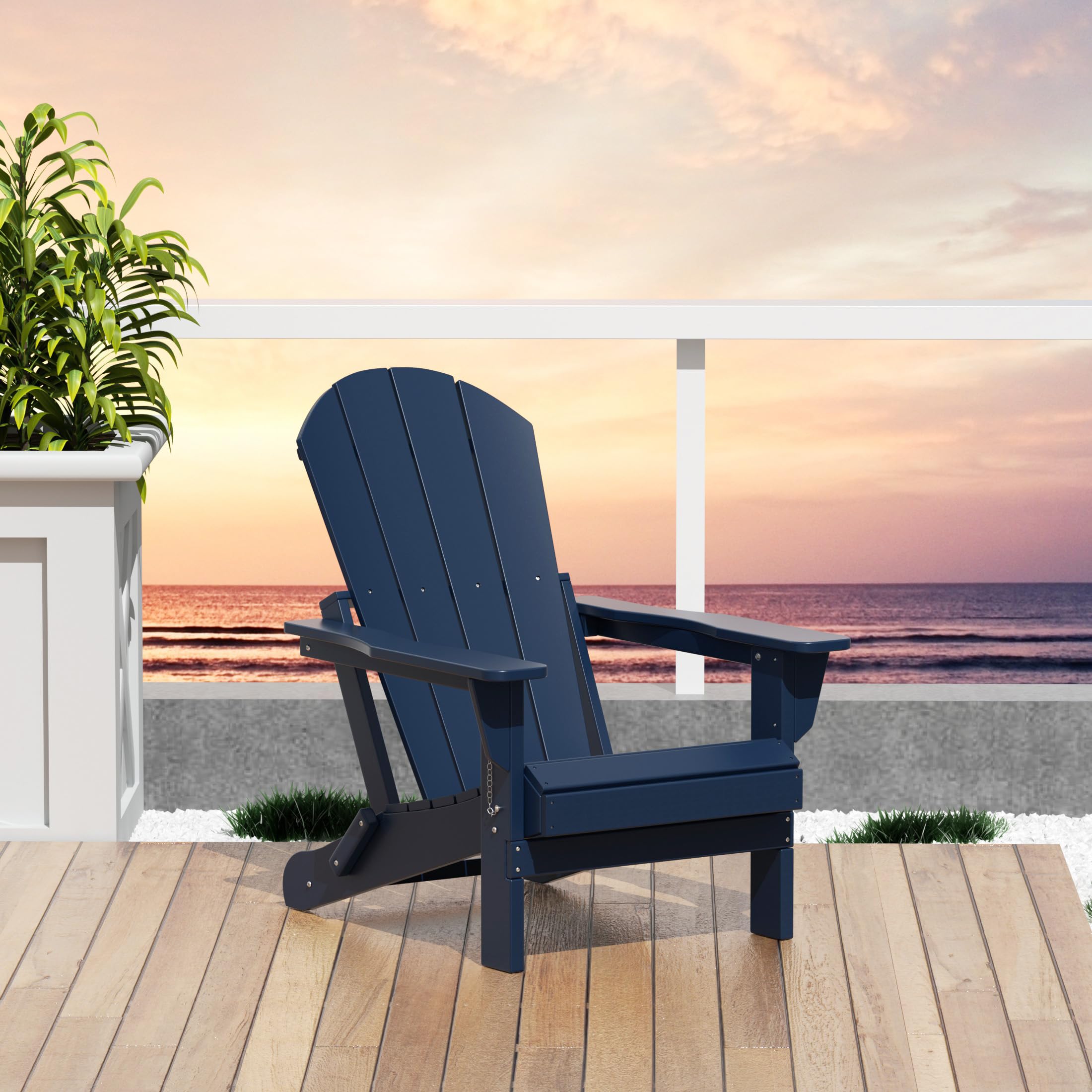 **WO Home Furniture Adirondack Chair Lounger - Outdoor Folding Chair for Fire Pit, Beach, Balcony, Backyard, Lawn, Patio, Pool, Deck & Garden - Navy Blue - Perfect for Relaxing, Sunbathing & Outdoor Gatherings**