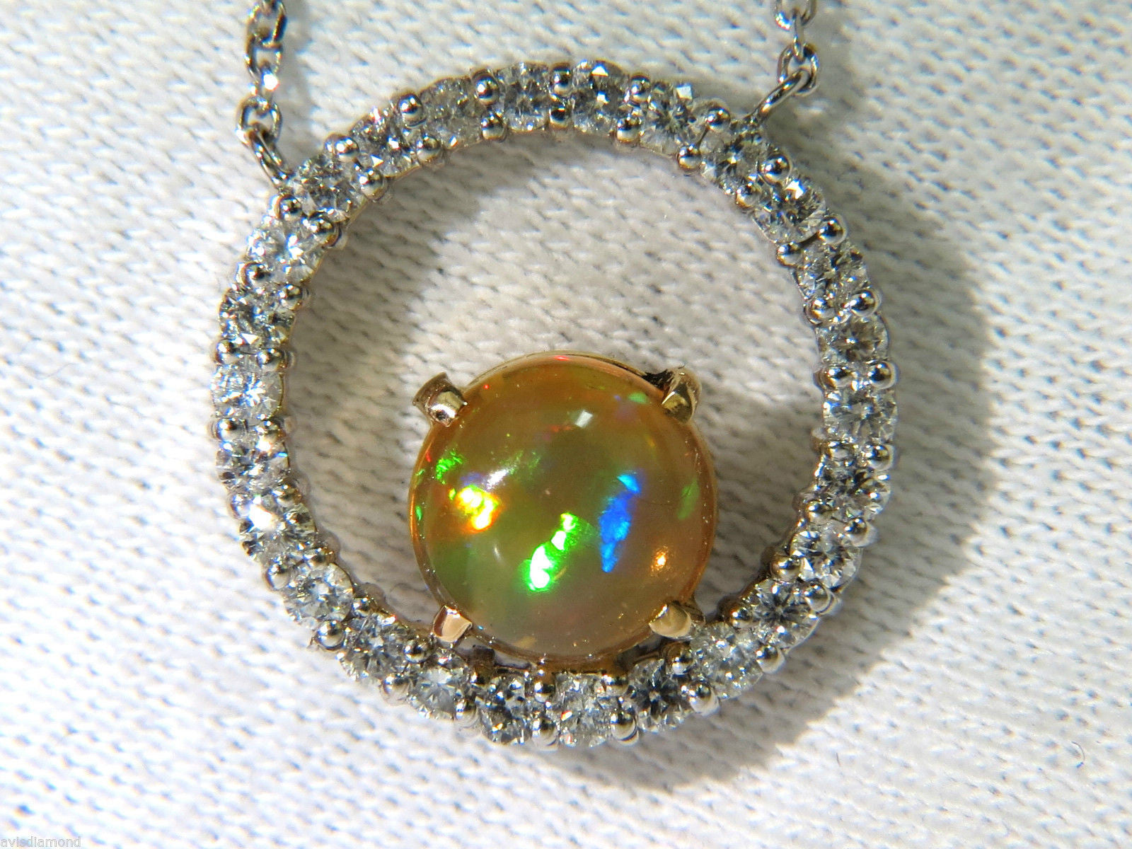 2.60 Carat Natural Vibrant Opal & Diamond Pendant Necklace in 14K Gold - Perfect for Weddings, Anniversaries & Special Occasions
