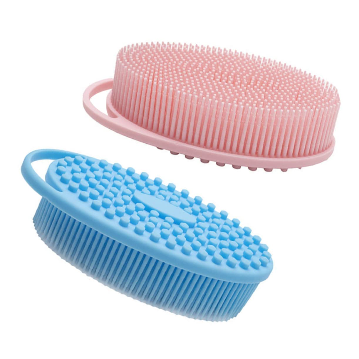 DOITOOL 2-Pack Silicone Bath Brush Set - Exfoliating Body Scrubber & Hair Washer for Dry Skin, Gentle Shower Brush for Adults & Kids - Perfect for Spa, Massage & Sensitive Skin Care