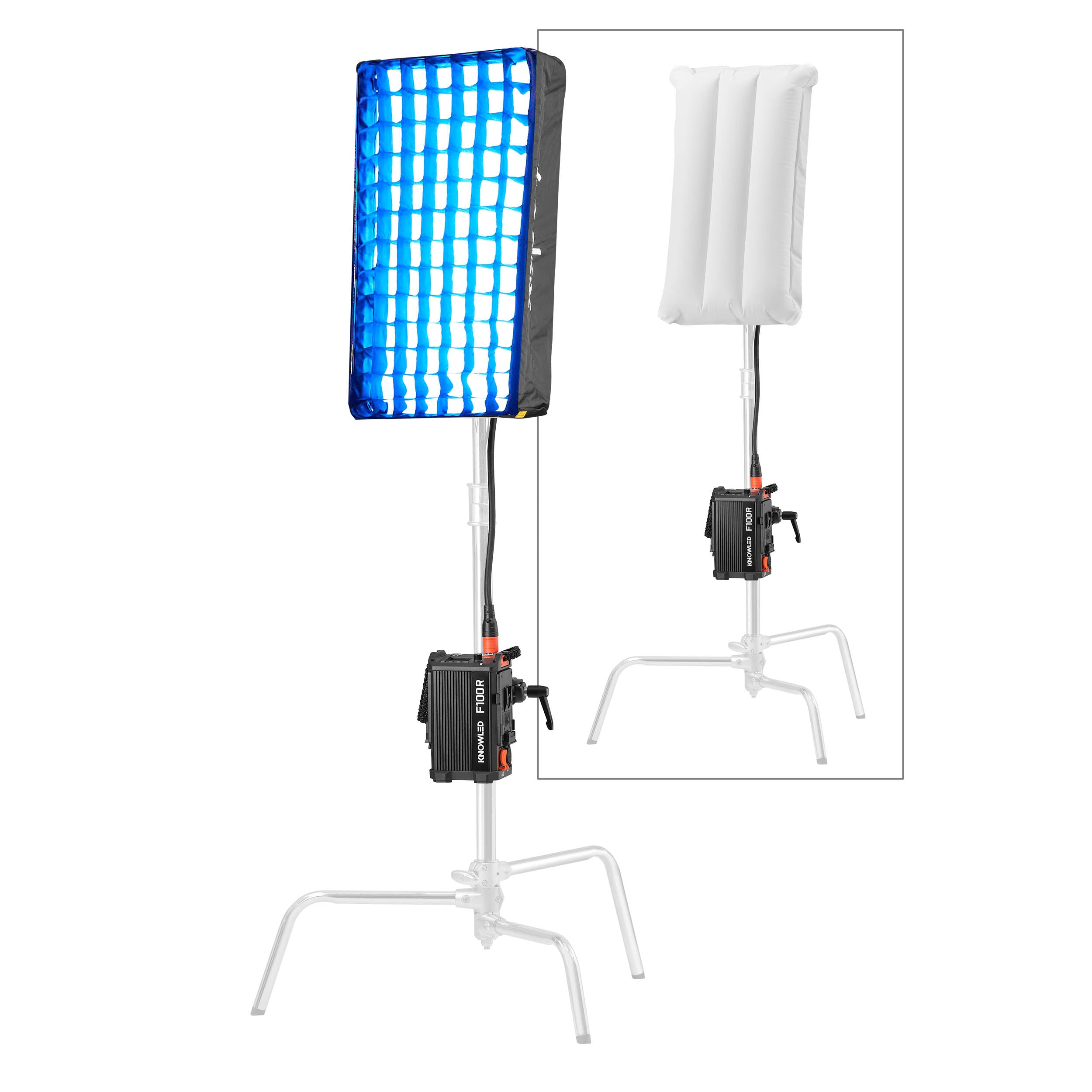 KNOWLED F100R K2 1'x2' IP54 Waterproof Flexible RGB LED Panel with Softbox Kit - Professional Cine Lighting for Photography, Videography & Studio Production