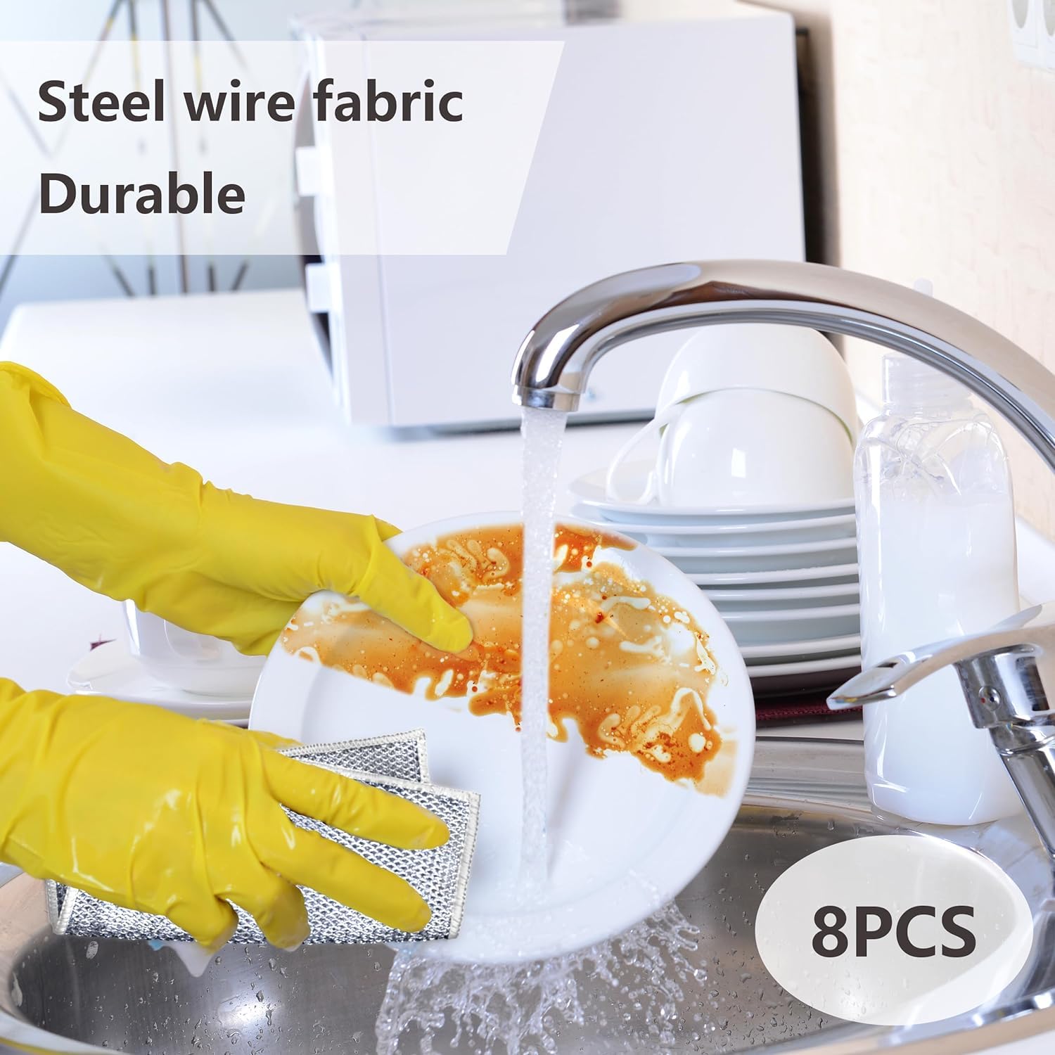 2-Pack Double Layer Wire Dishwashing Rags - Non-Scratch Cleaning Cloths for Wet & Dry Use | Multipurpose Kitchen Scrubber for Dishes, Sinks, Countertops & Stovetops | Perfect for Everyday Cleaning & Tough Stains