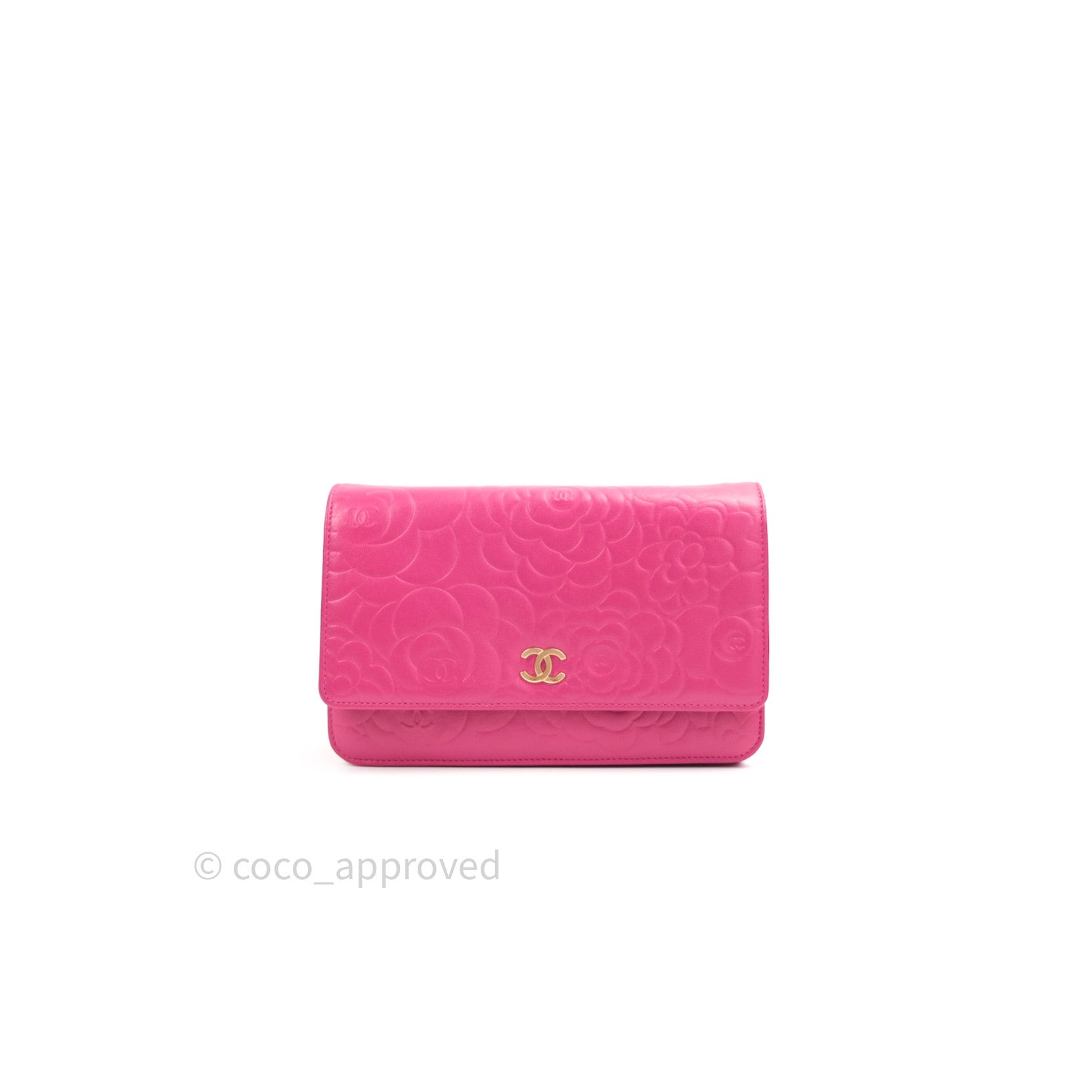 Chanel Camellia Wallet on Chain WOC in Pink Lambskin with Gold Hardware - Elegant Crossbody Bag for Women, Perfect for Parties, Dates & Everyday Use