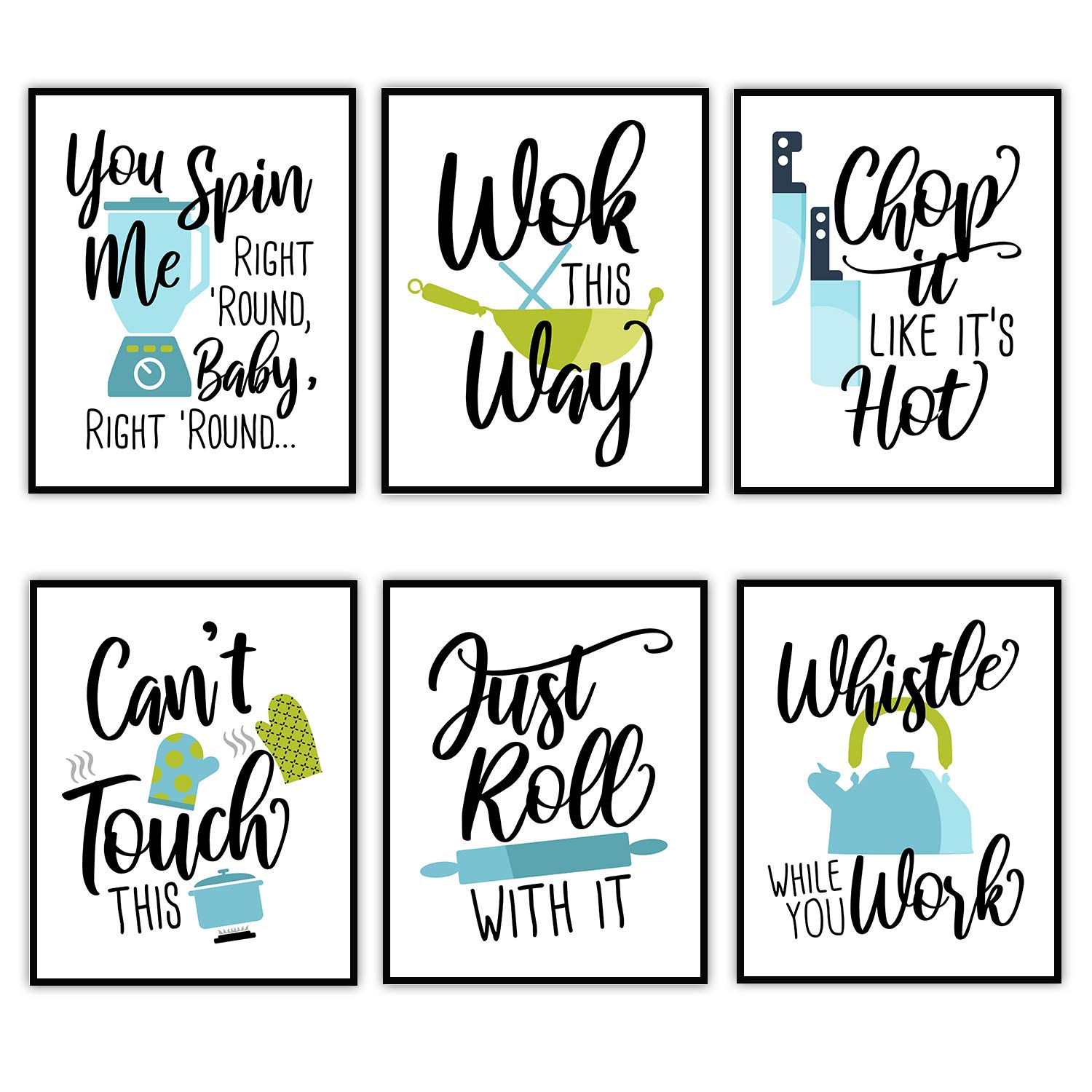 6pc Kitchen Songs Color Wall Art Prints - Modern Farmhouse Decor for Kitchen & Dining Room