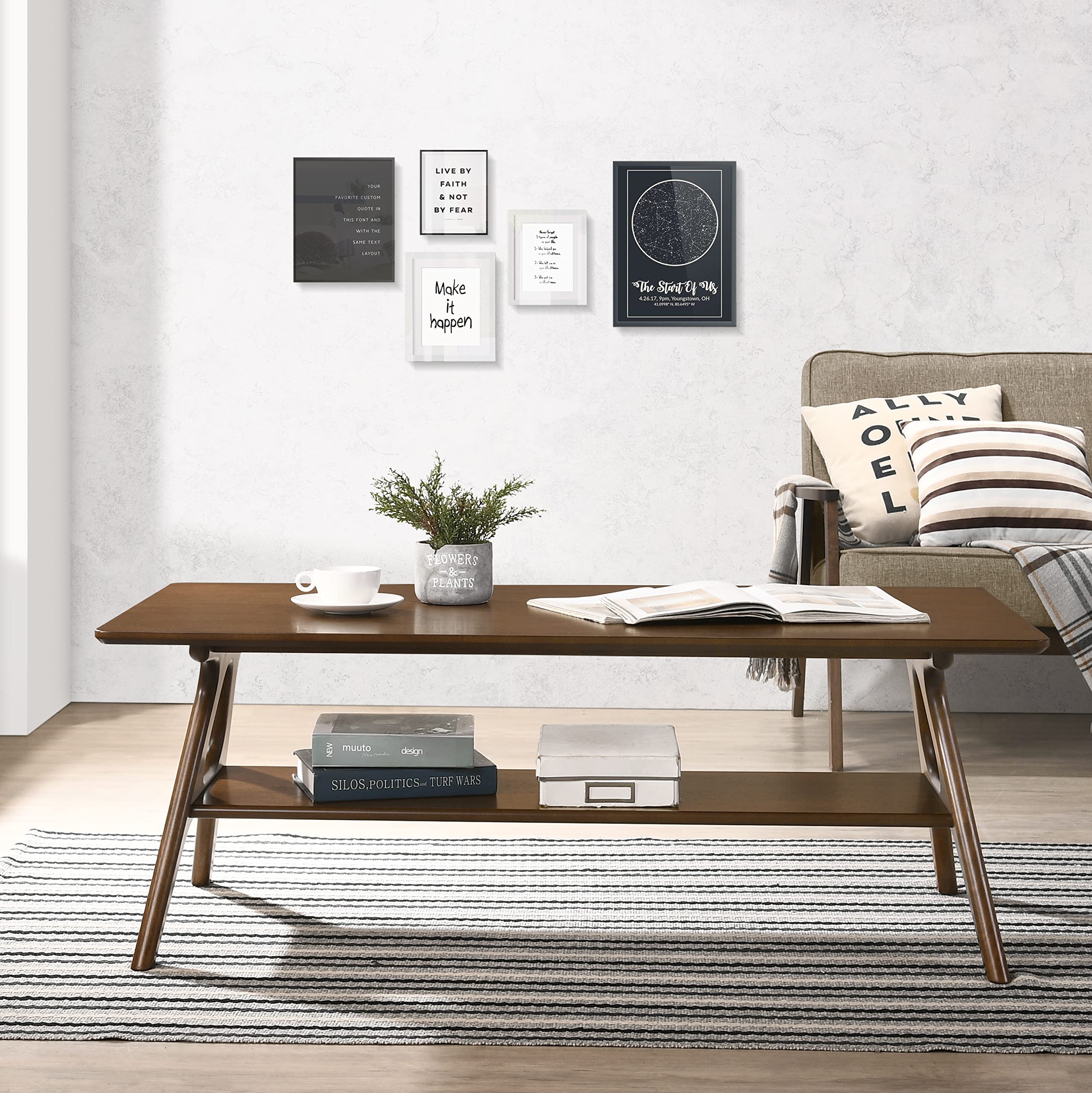 Mid-Century Modern Wood Coffee Table with Shelf - Stylish Living Room Furniture for Home Decor | Perfect for Small Spaces & Entertaining