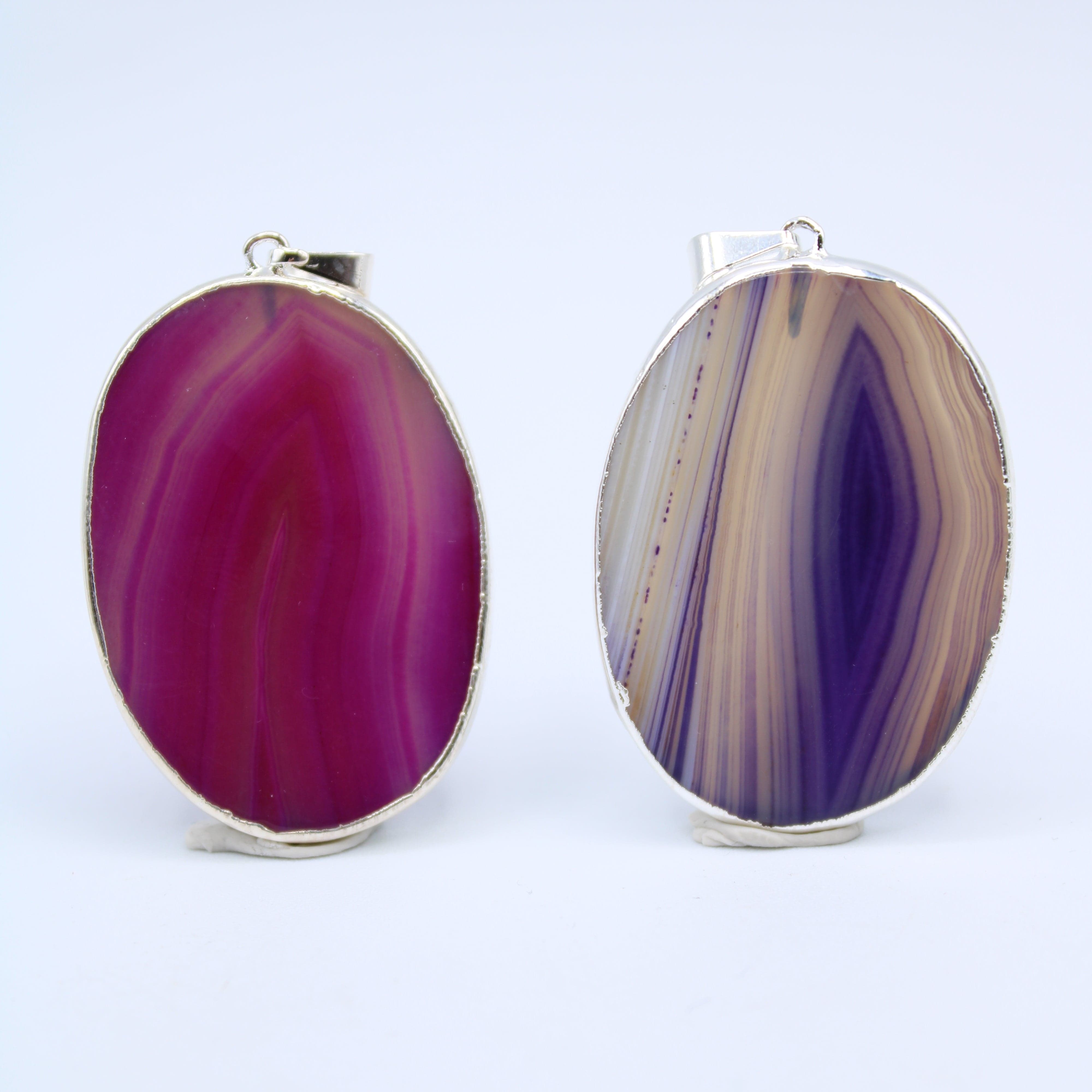 Natural Agate Slice Pendant Necklace - Healing Crystal Jewelry for Women - Boho Chic Accessory for Meditation, Yoga & Spiritual Healing