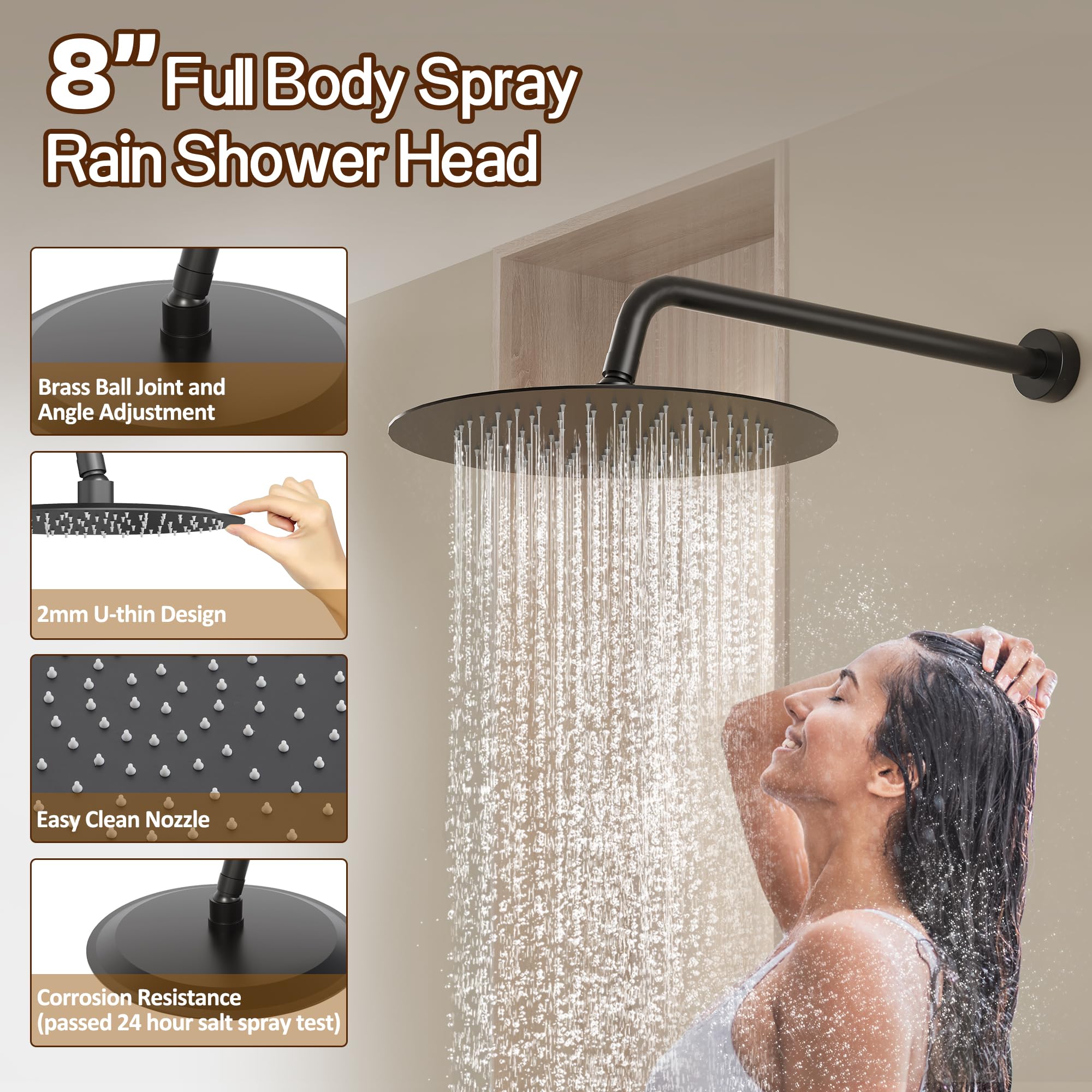Gabrylly Matte Black Shower System - 8