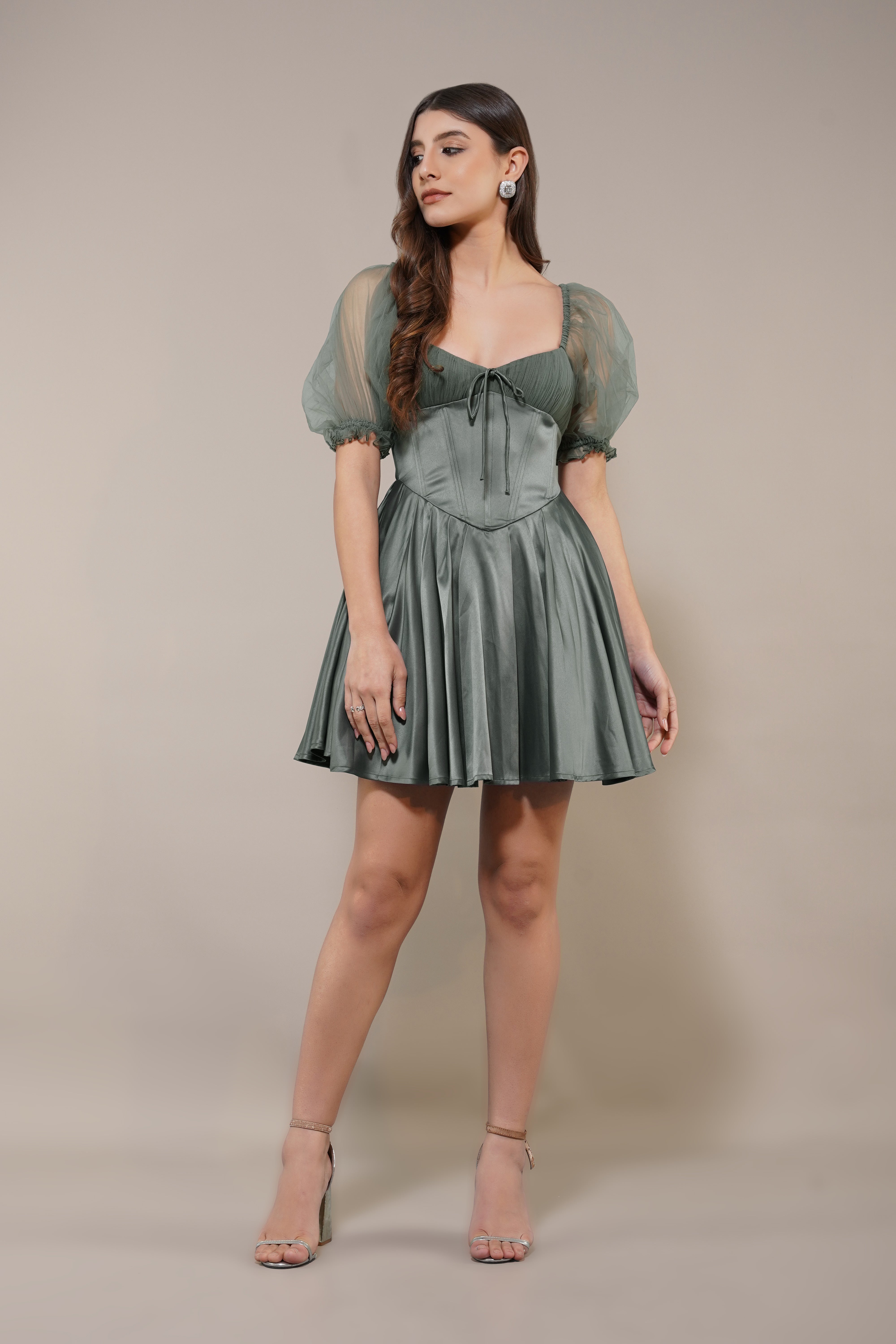 Keila Mini Dress in Green Grey - Stylish & Comfortable Summer Dress for Women | Perfect for Casual Outings, Beach Vacations & Date Nights