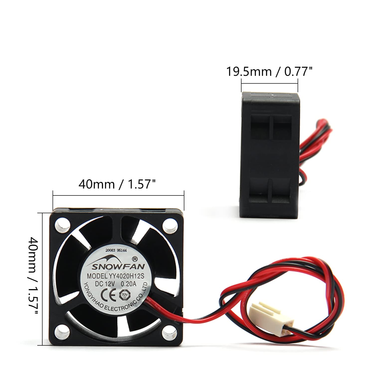 Fielect 12V Brushless DC Cooling Fan 40x40x20mm - Mini High-Speed Computer Case Fan with Long Life Sleeve Bearing, 0.2A (1 Pack) - Perfect for PC Cooling, Electronics Cooling, and DIY Projects