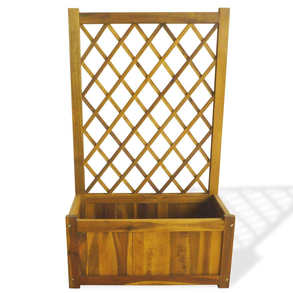Premium Acacia Wood Raised Garden Bed with Trellis - Elevated Planter Box for Vegetables, Flowers & Herbs - Perfect for Backyard, Patio & Urban Gardening