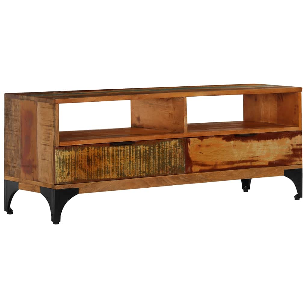 Vintage Reclaimed Wood TV Stand with 2 Drawers & 2 Compartments - 46.5