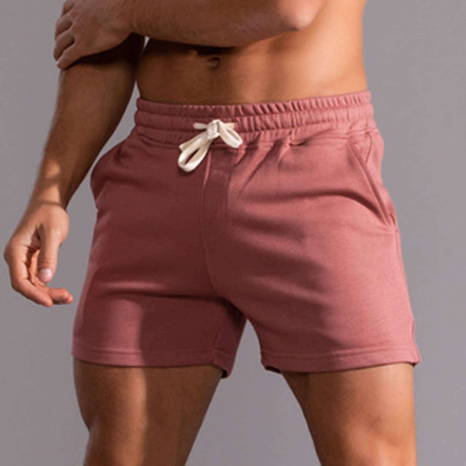 Men's Gym Shorts - Breathable Cotton Casual Workout Shorts with Elastic Waist & Drawstring for Running, Training & Sports | Comfortable Athletic Shorts for Men