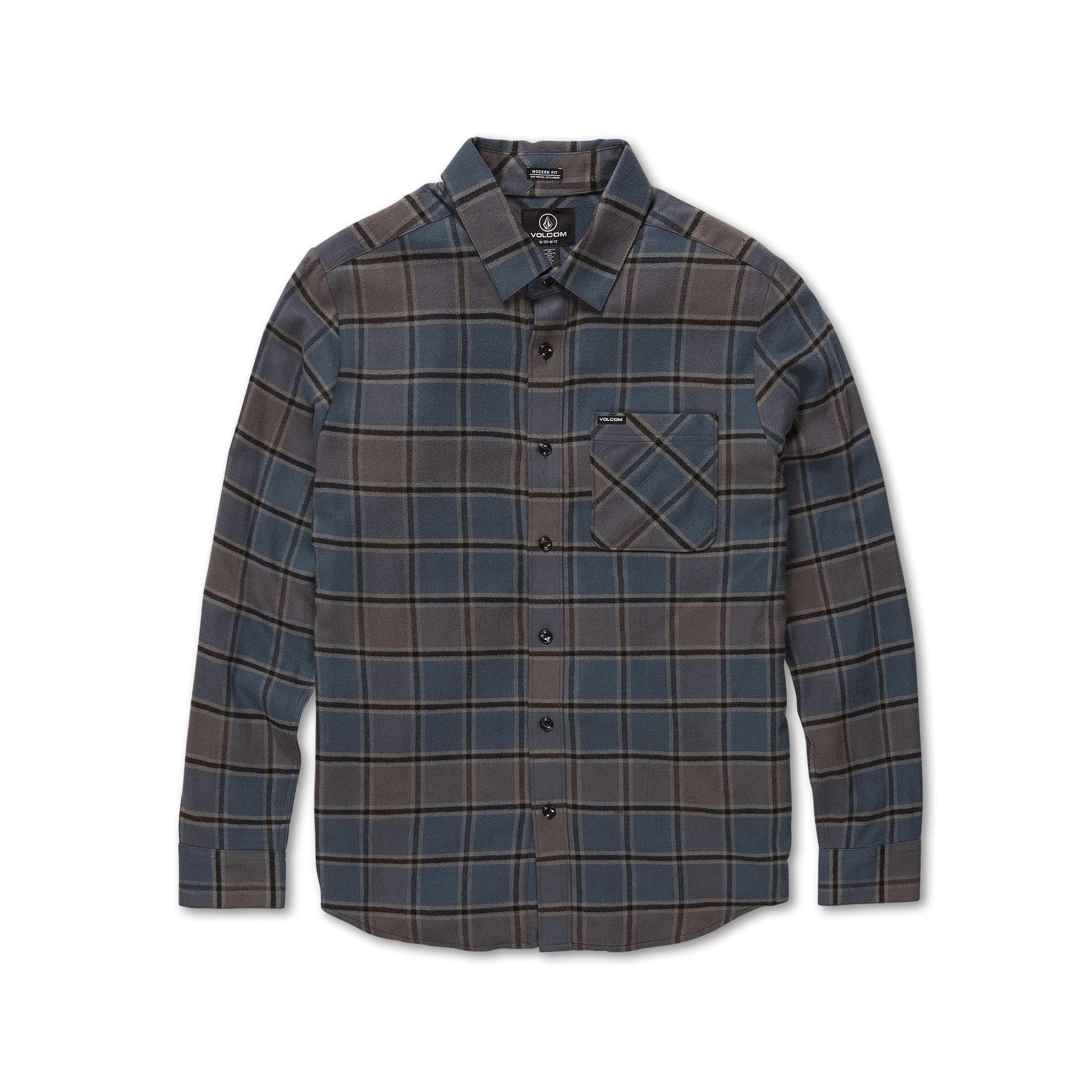 Volcom Boys' Caden Plaid Long Sleeve Flannel Shirt - Big & Little Boys Sizes (2T-14) | Soft Cotton Button-Up for School, Play & Outdoor Adventures