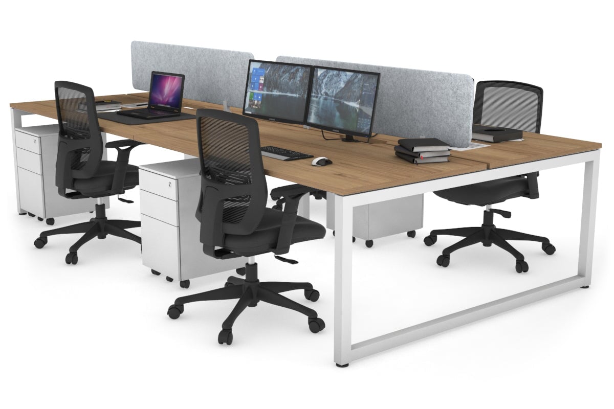 Quadro Loop Legs 4 Person Office Workstation - 1800L x 800W with Cable Management Scallop - Ideal for Collaborative Workspaces & Open Office Environments